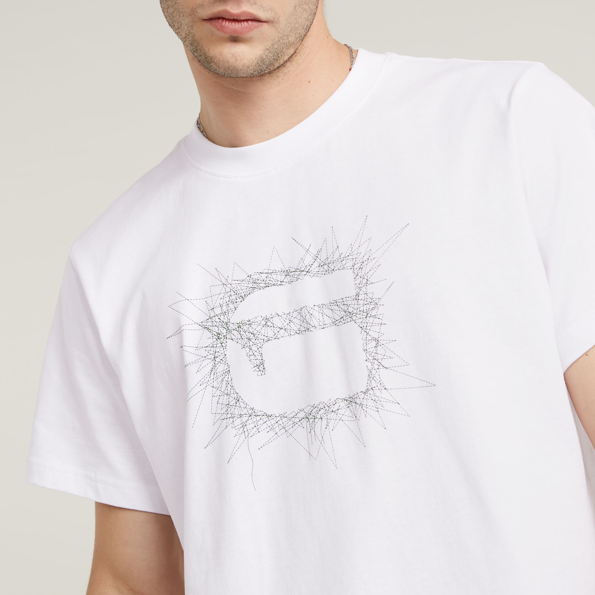 G-Star RAW Stitch Burger Logo Loose T-Shirt Wit Heren