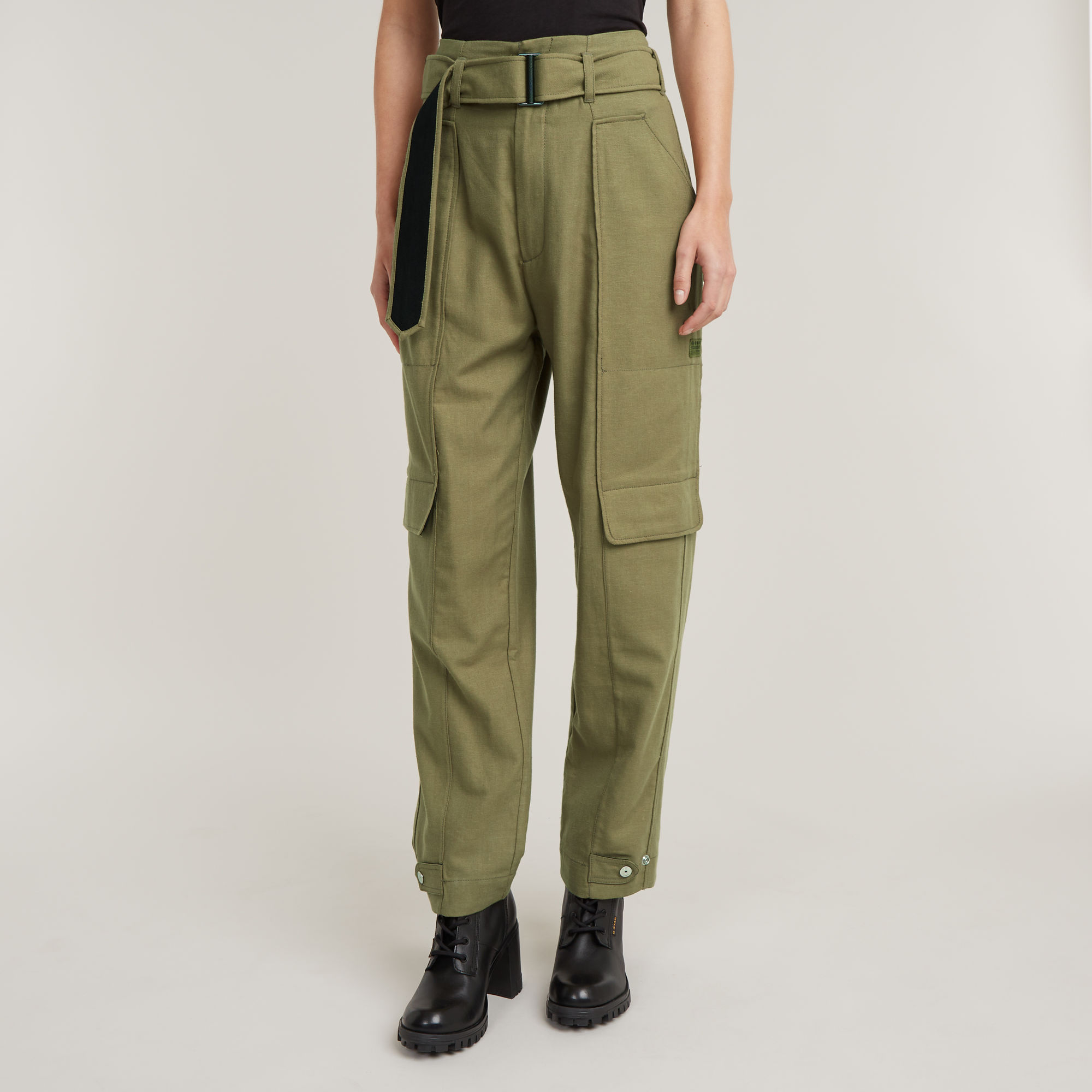 

High Paperbag Pants - Green - Women