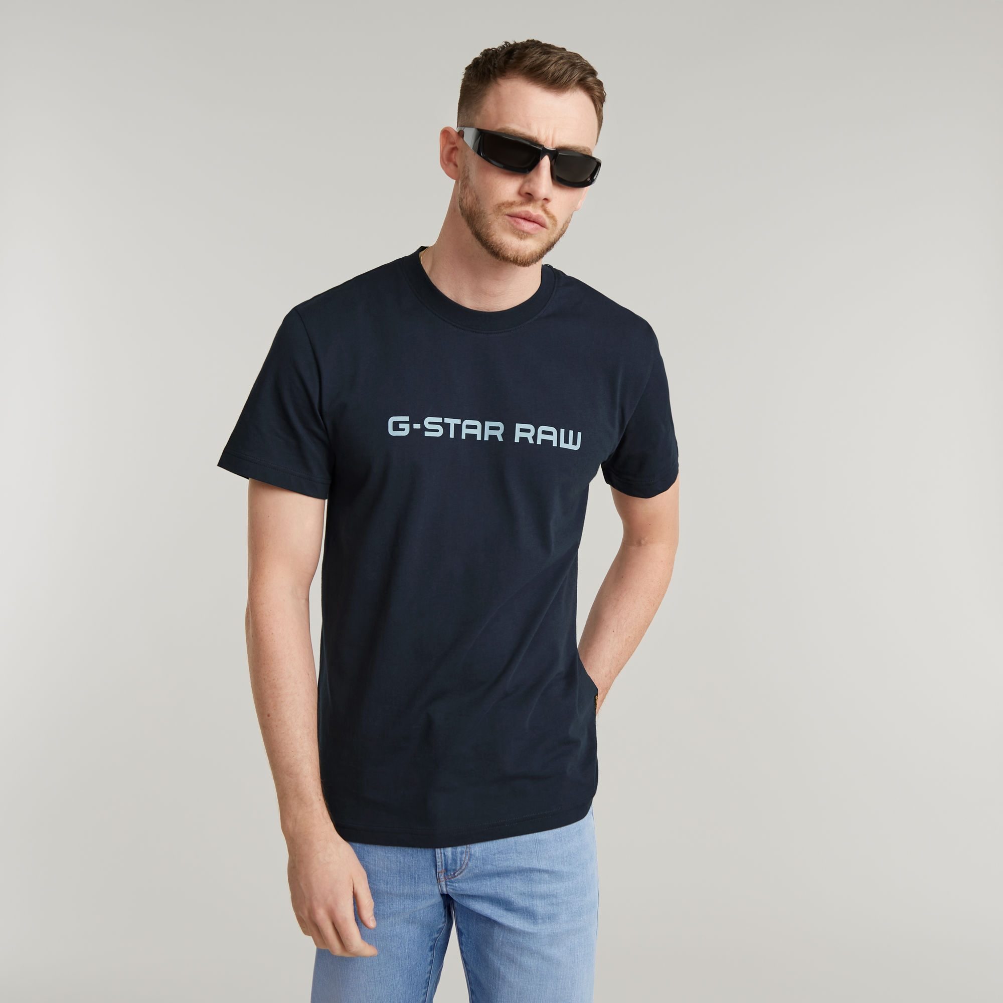 G-Star RAW Corporate Script Logo T-Shirt Donkerblauw Heren