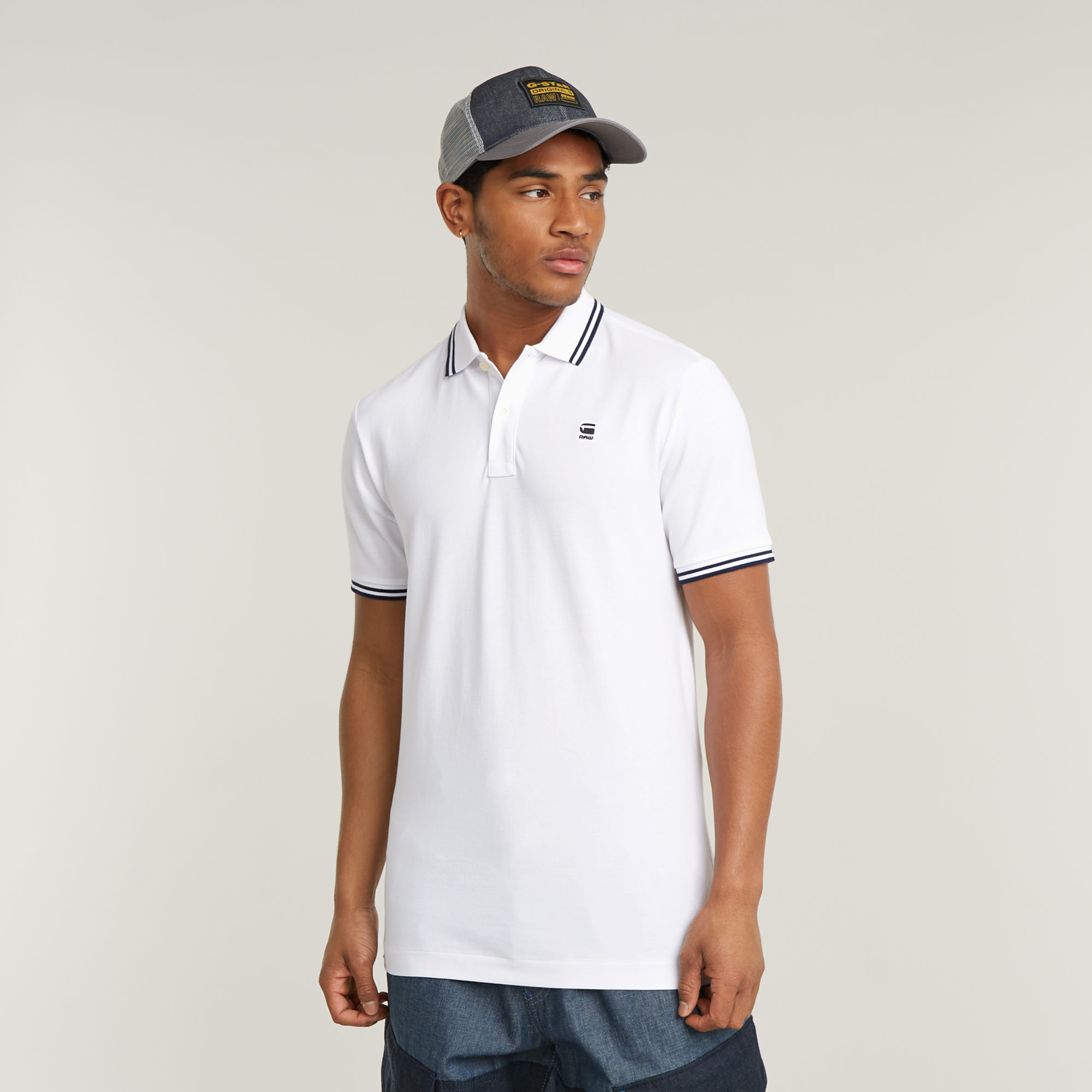 

Dunda Slim Stripe Polo - White - Men