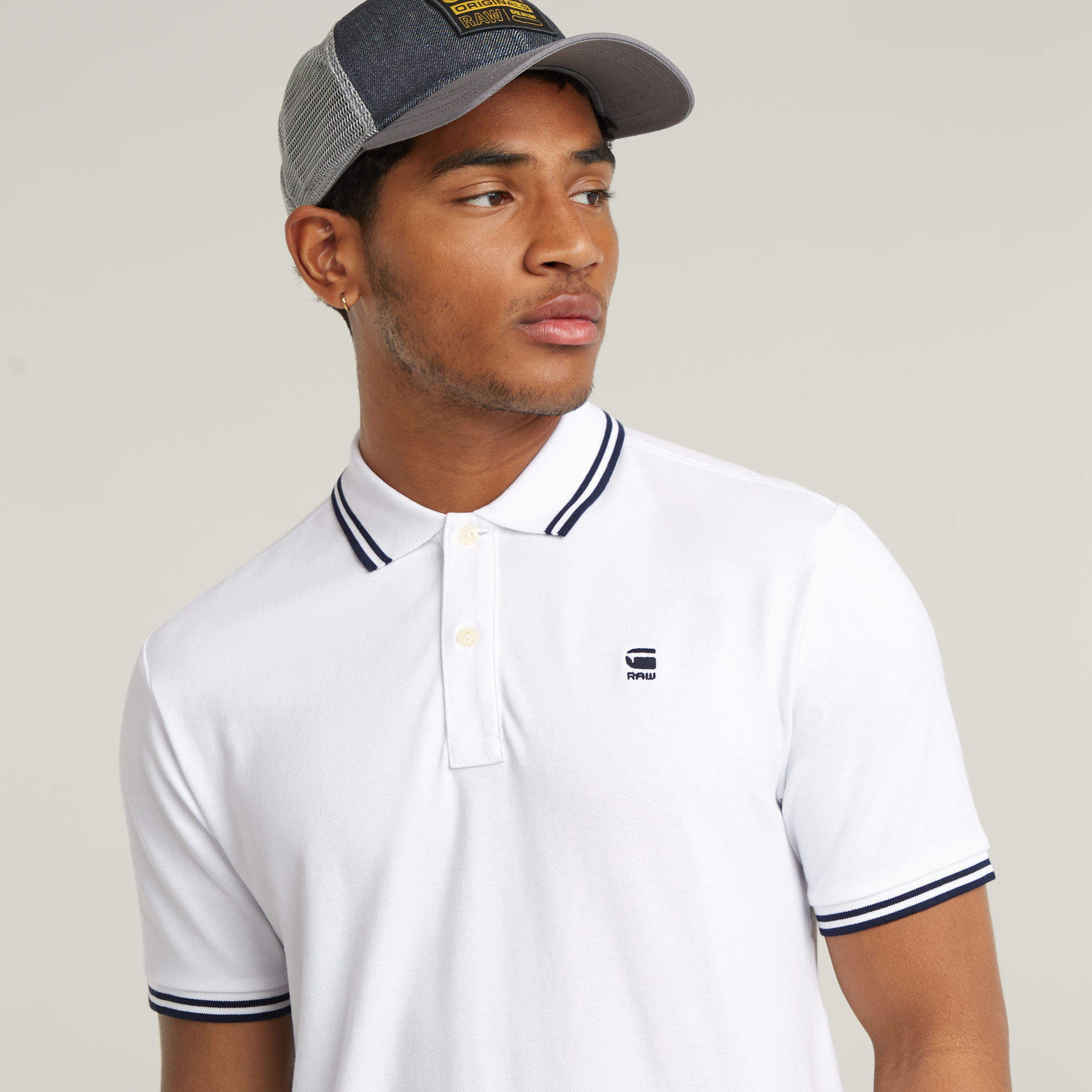 G-Star RAW Dunda Slim Stripe Polo Wit Heren