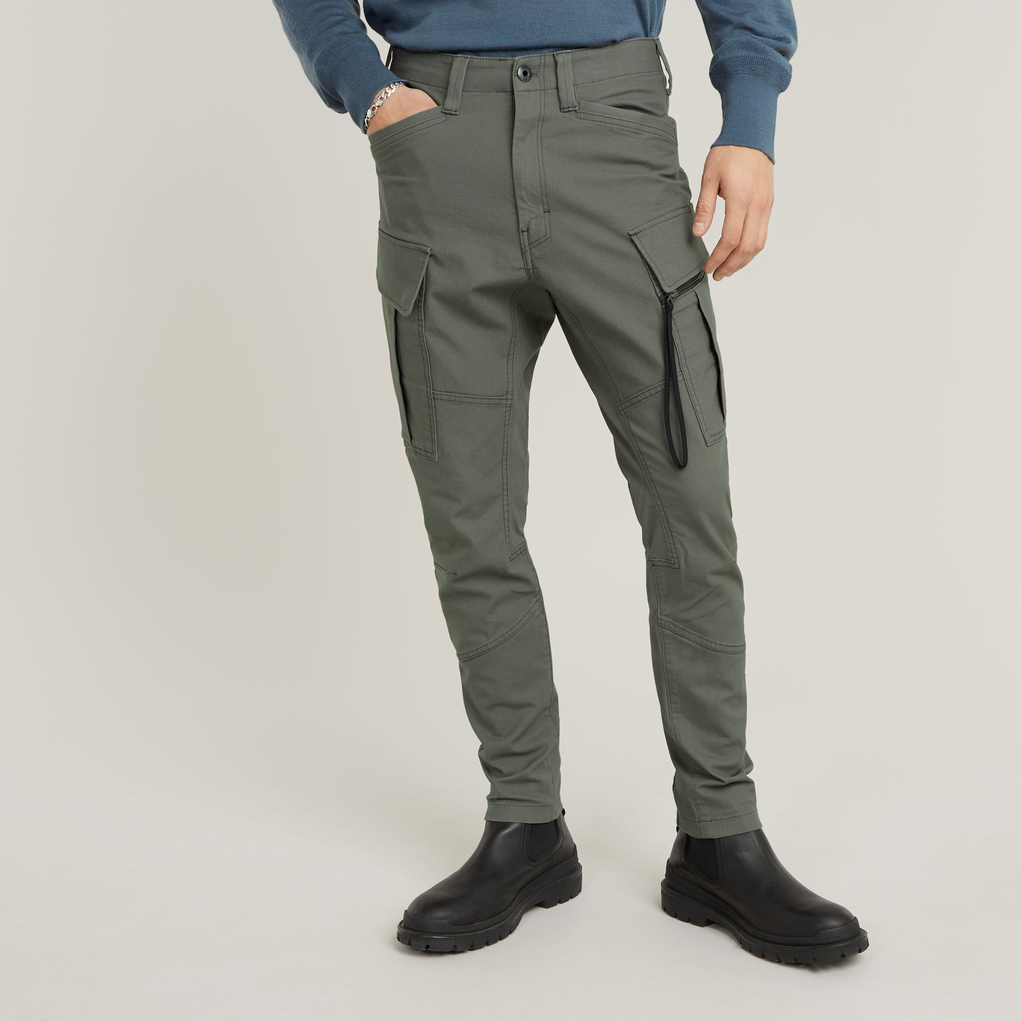 

Zip Pocket 3D Skinny Cargo Broek 2.0 - Grijs - Heren