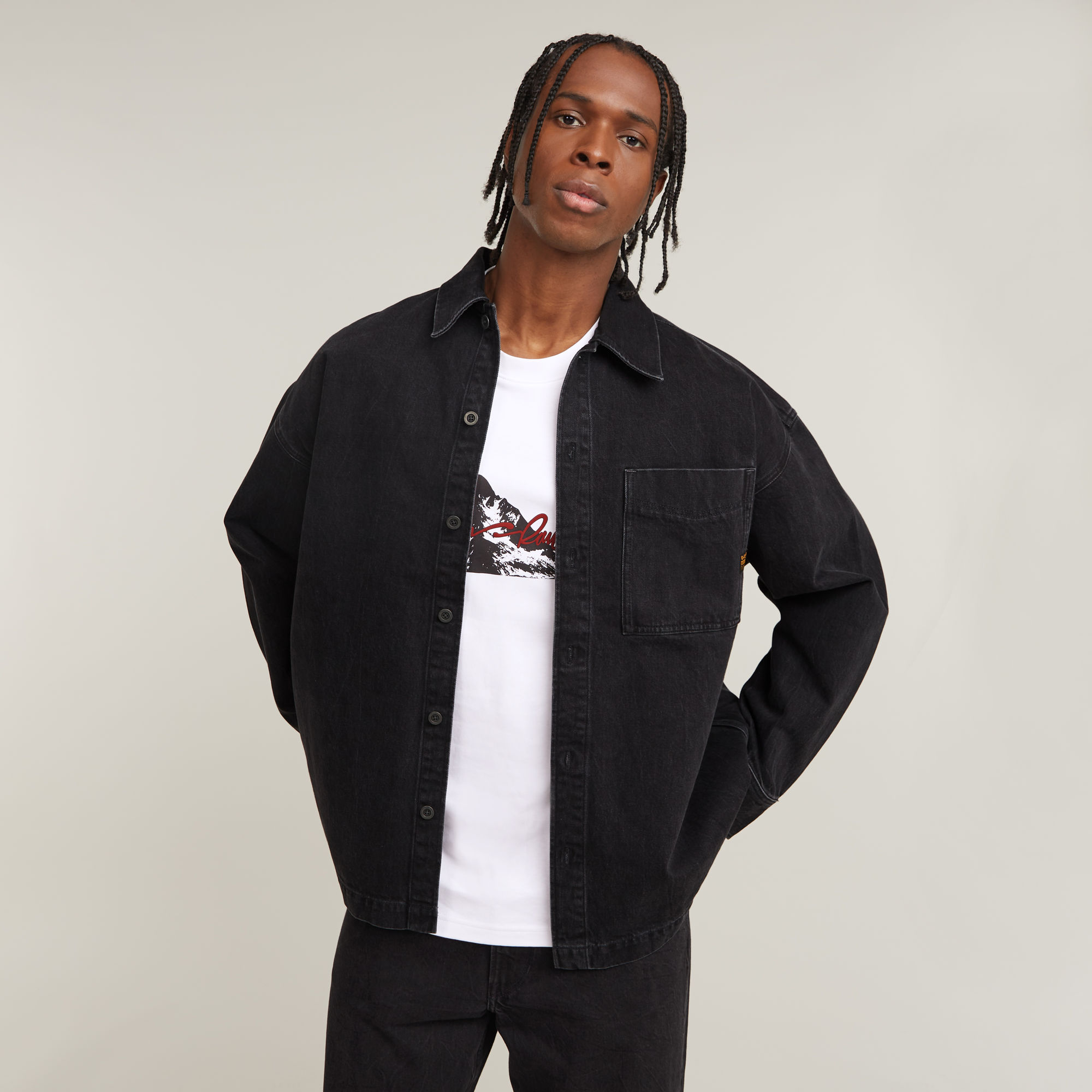 

Boxy Fit Overshirt - Zwart - Heren