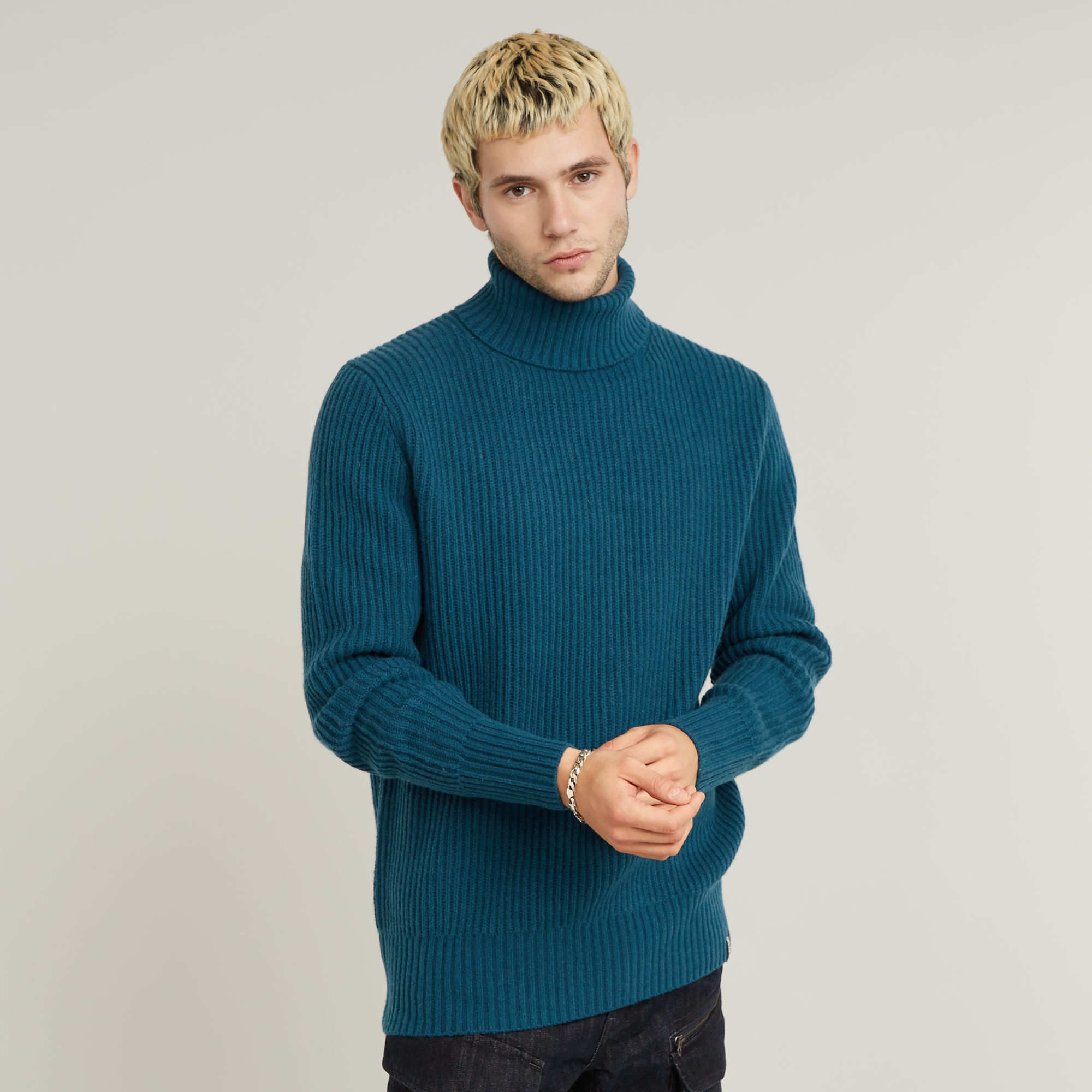 Essential Turtle Knitted Pullover - Mittelblau - Herren