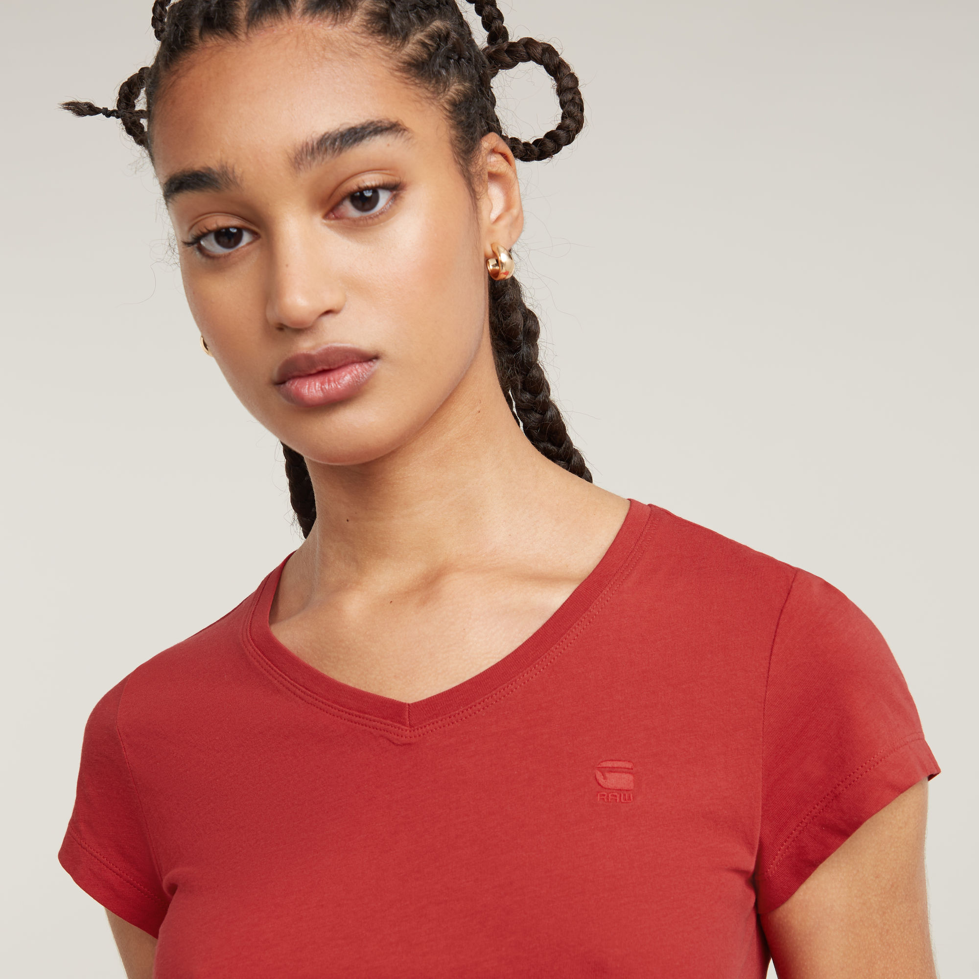 G-Star RAW Eyben Slim V- Neck Top Rood Dames