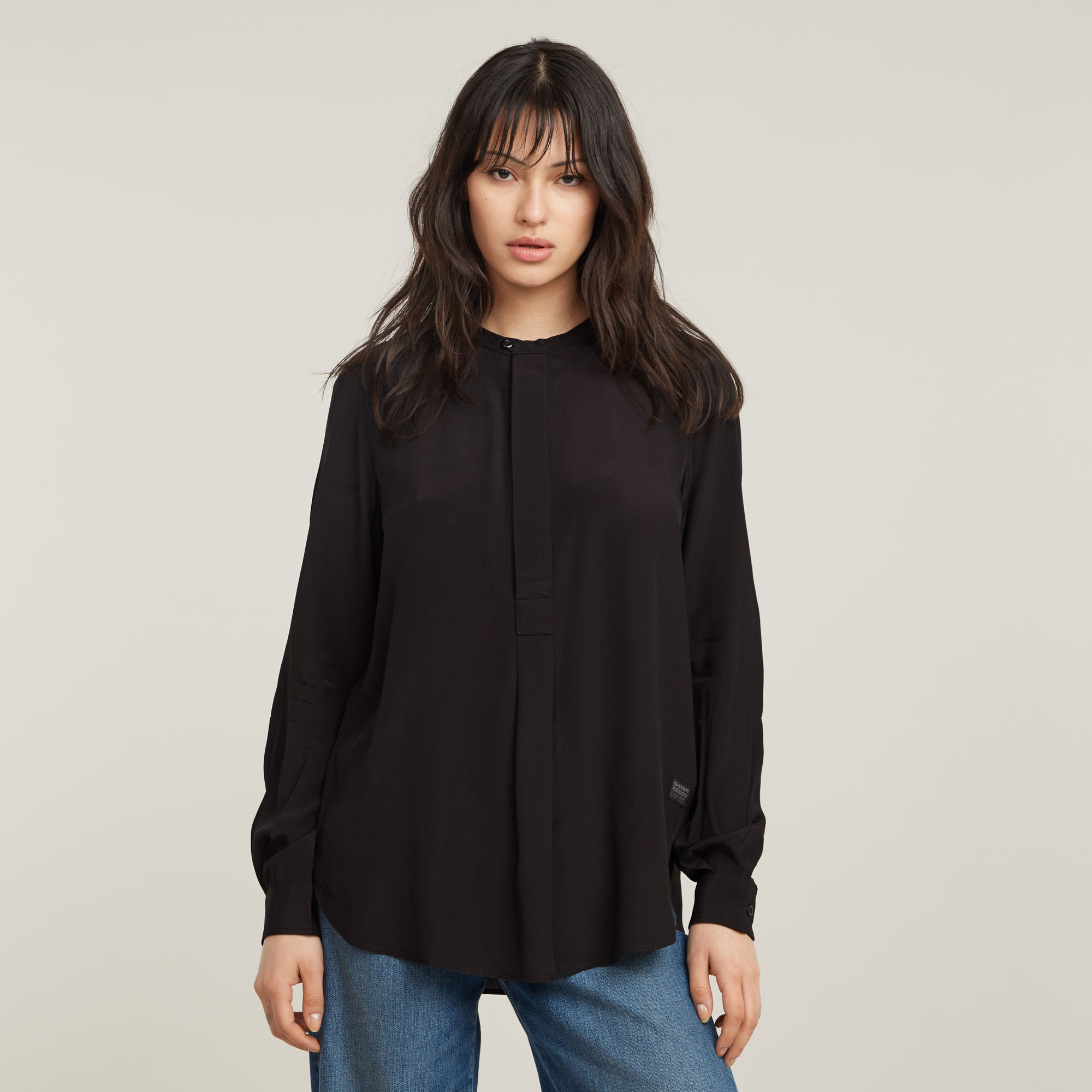 

Half Placket Top - Black - Women