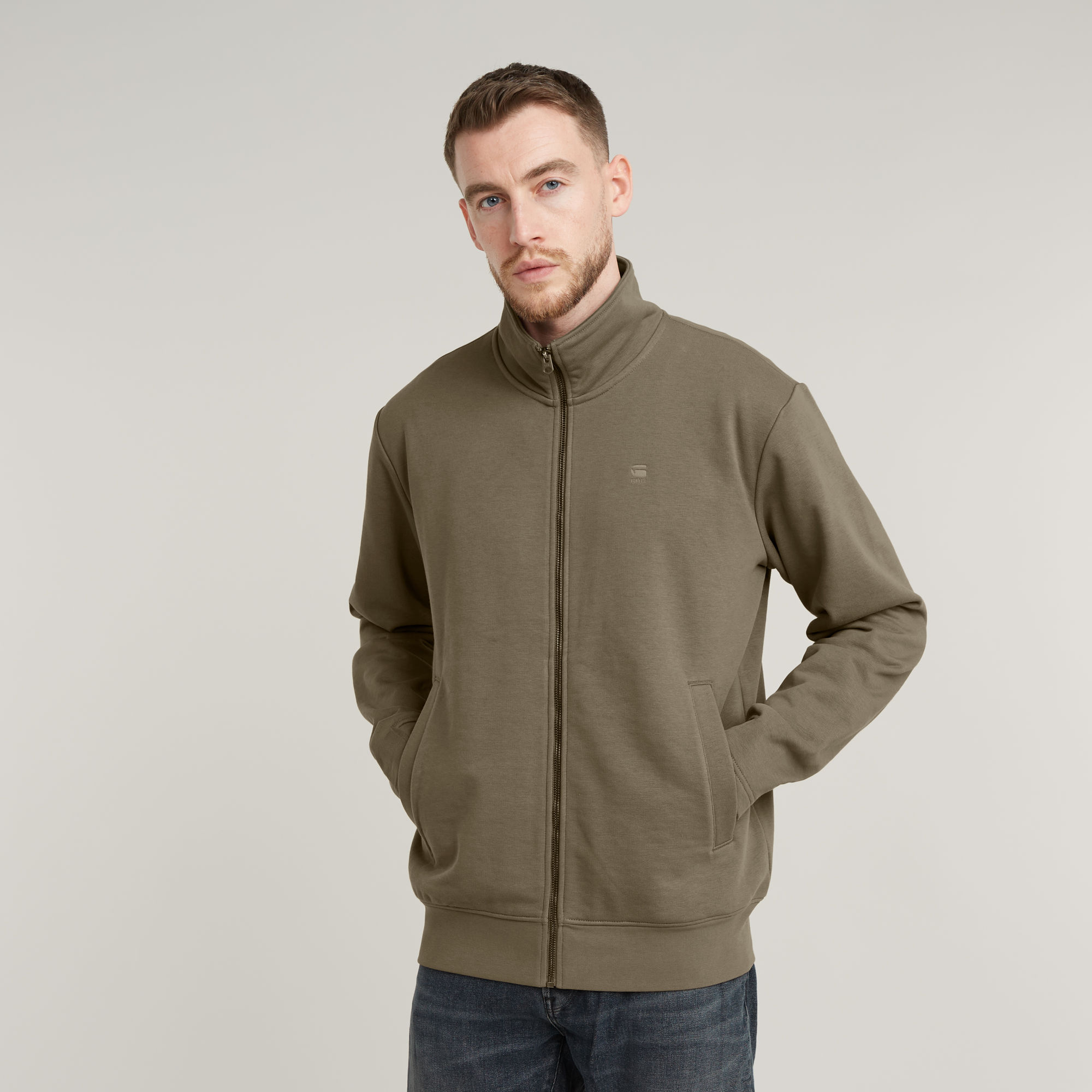 G-Star RAW Nifous Sweater Jack Met Rits Bruin Heren