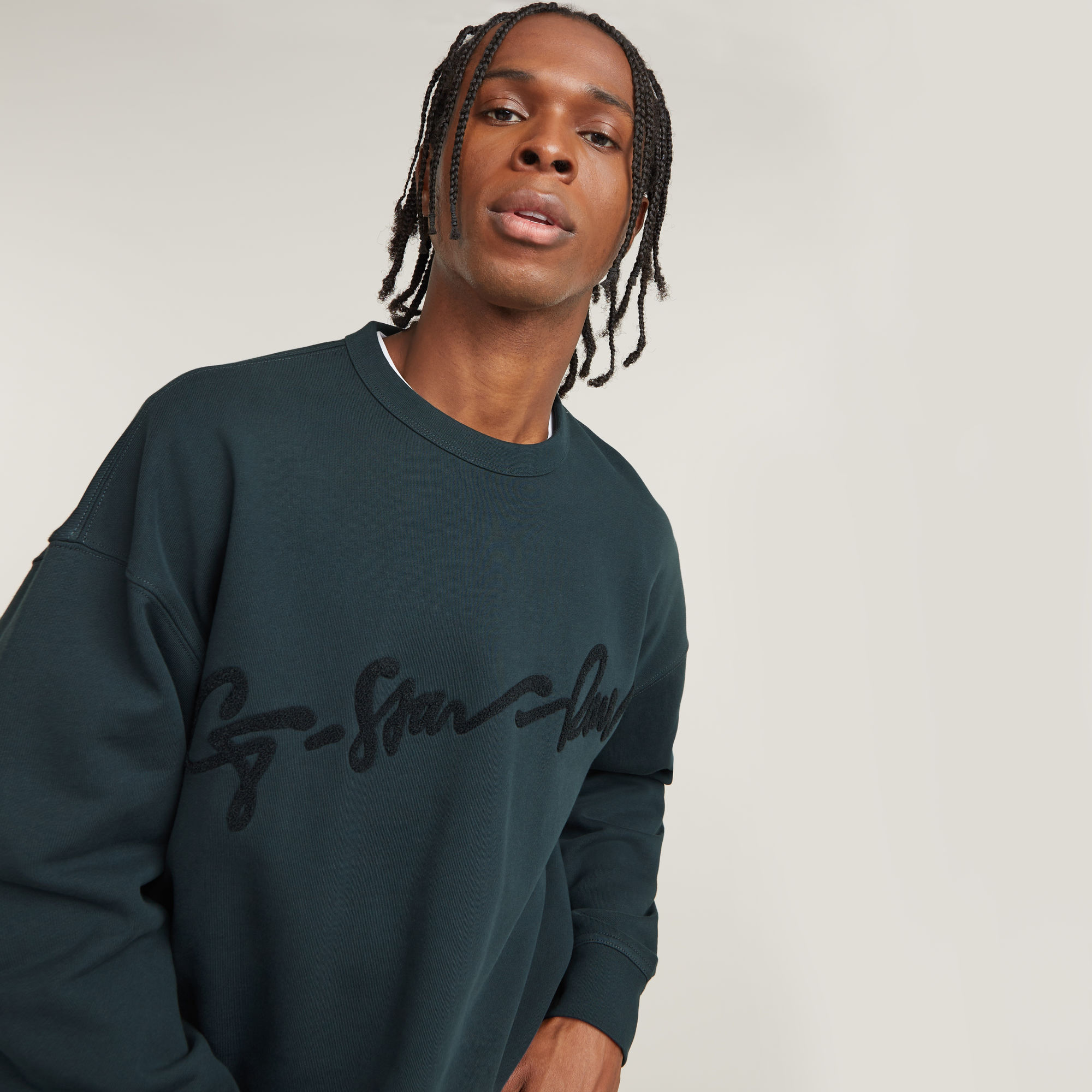 G-Star RAW Chenille G-Script Loose Sweater Donkerblauw Heren