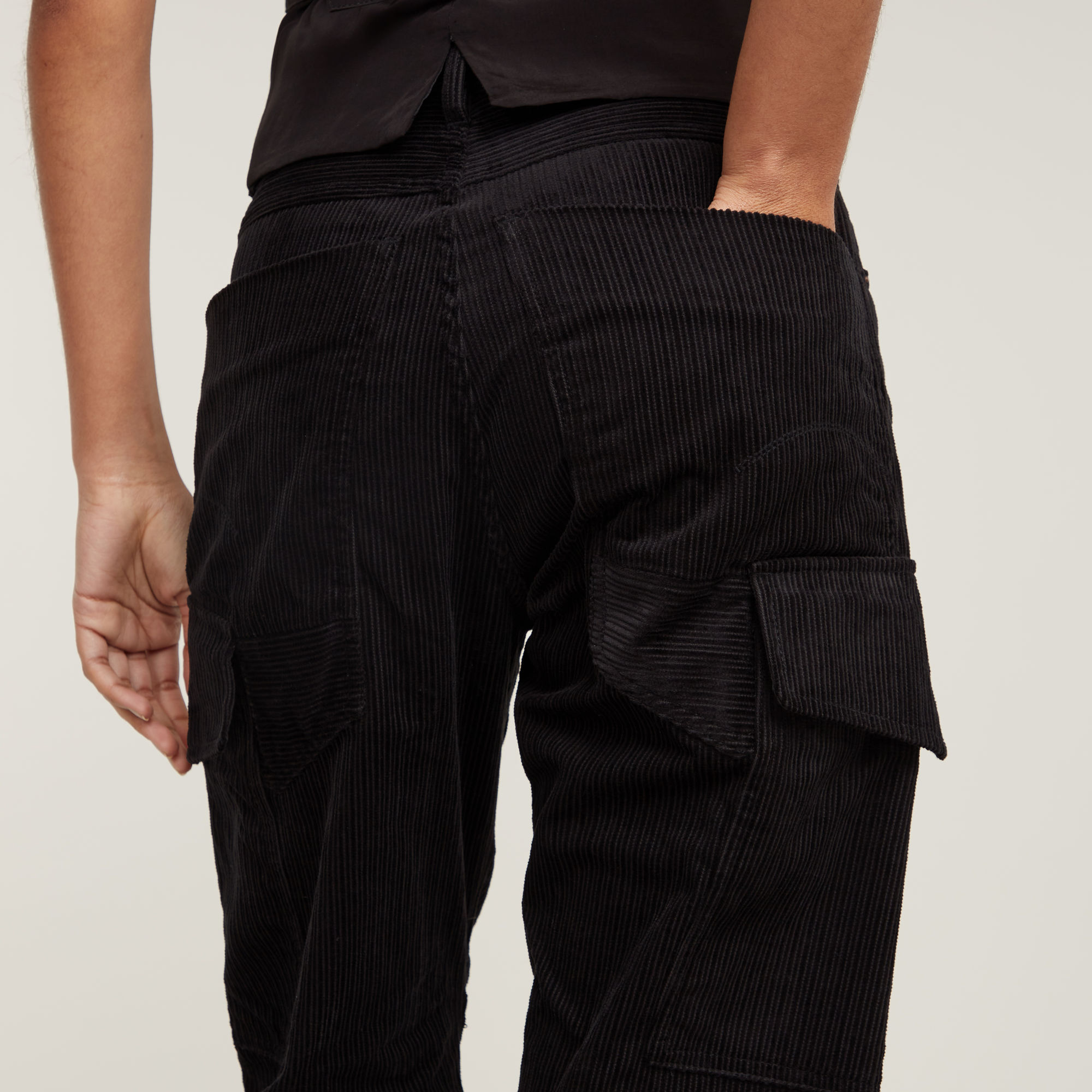 G-Star RAW Cargo Broek Cord 3D Boyfriend Zwart Dames