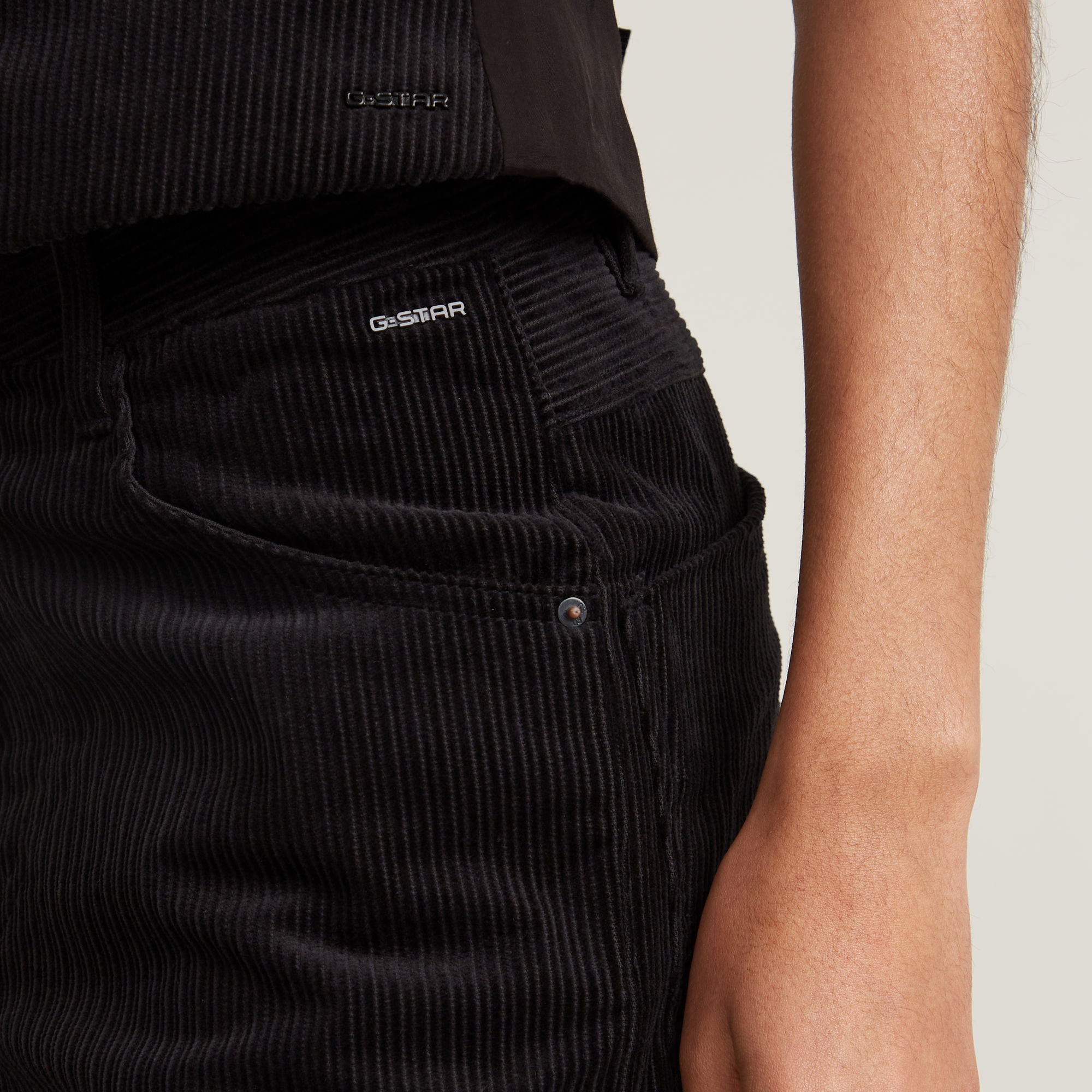 G-Star RAW Cargo Broek Cord 3D Boyfriend Zwart Dames