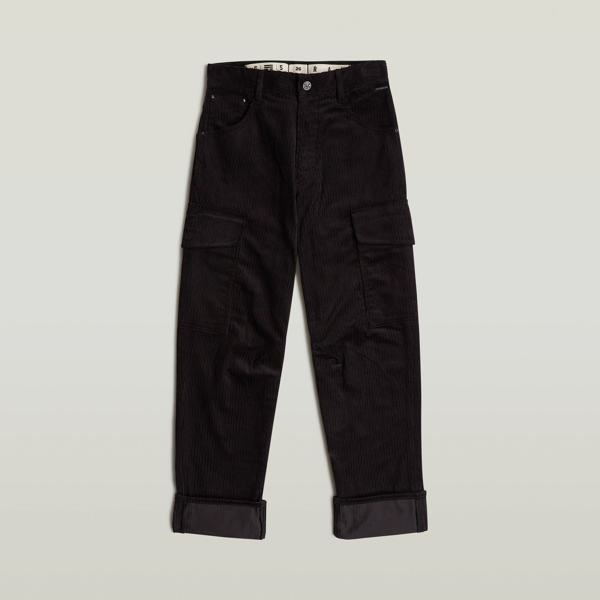 G-Star RAW Cargo Broek Cord 3D Boyfriend Zwart Dames