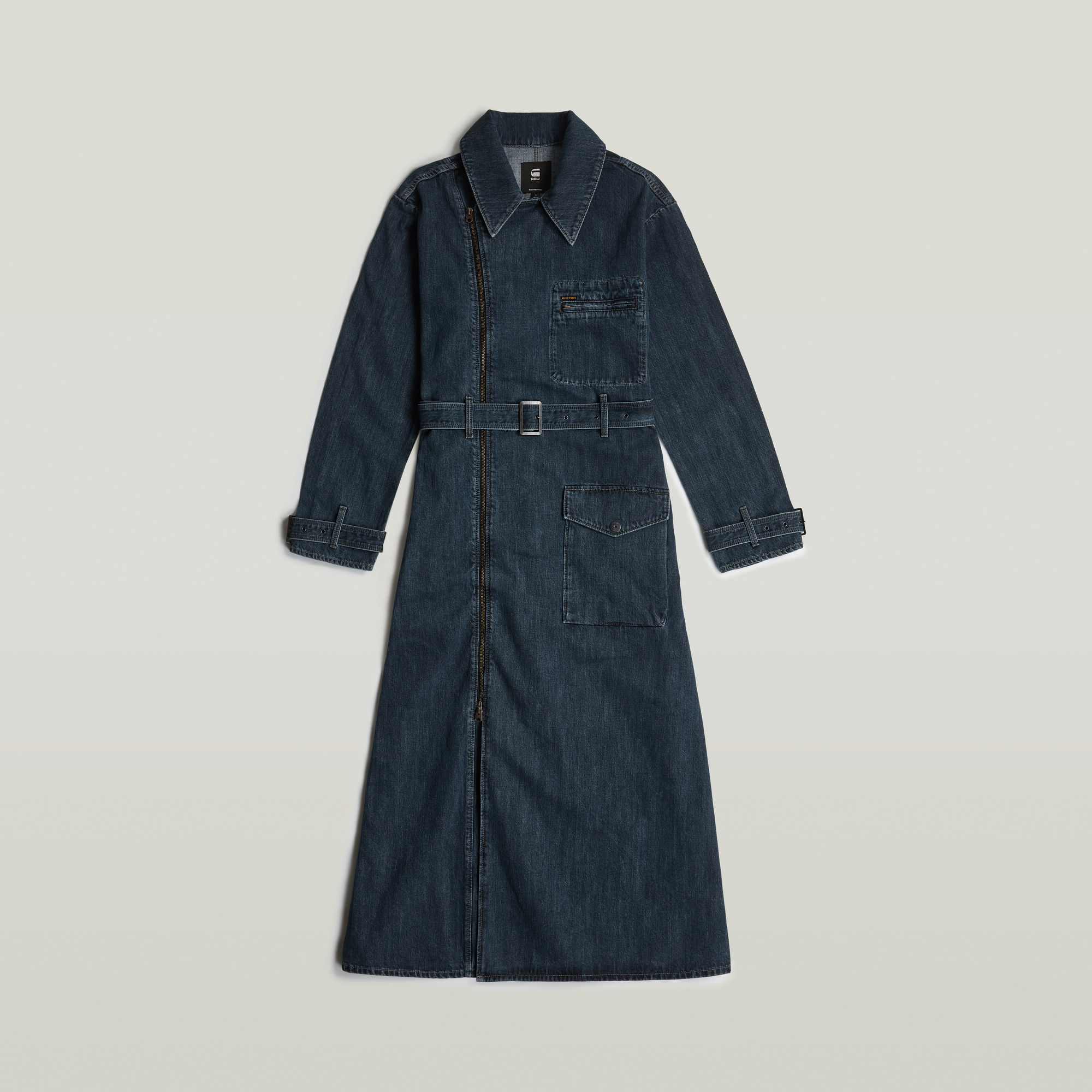 G-Star RAW Long Biker Trenchcoat Donkerblauw Dames