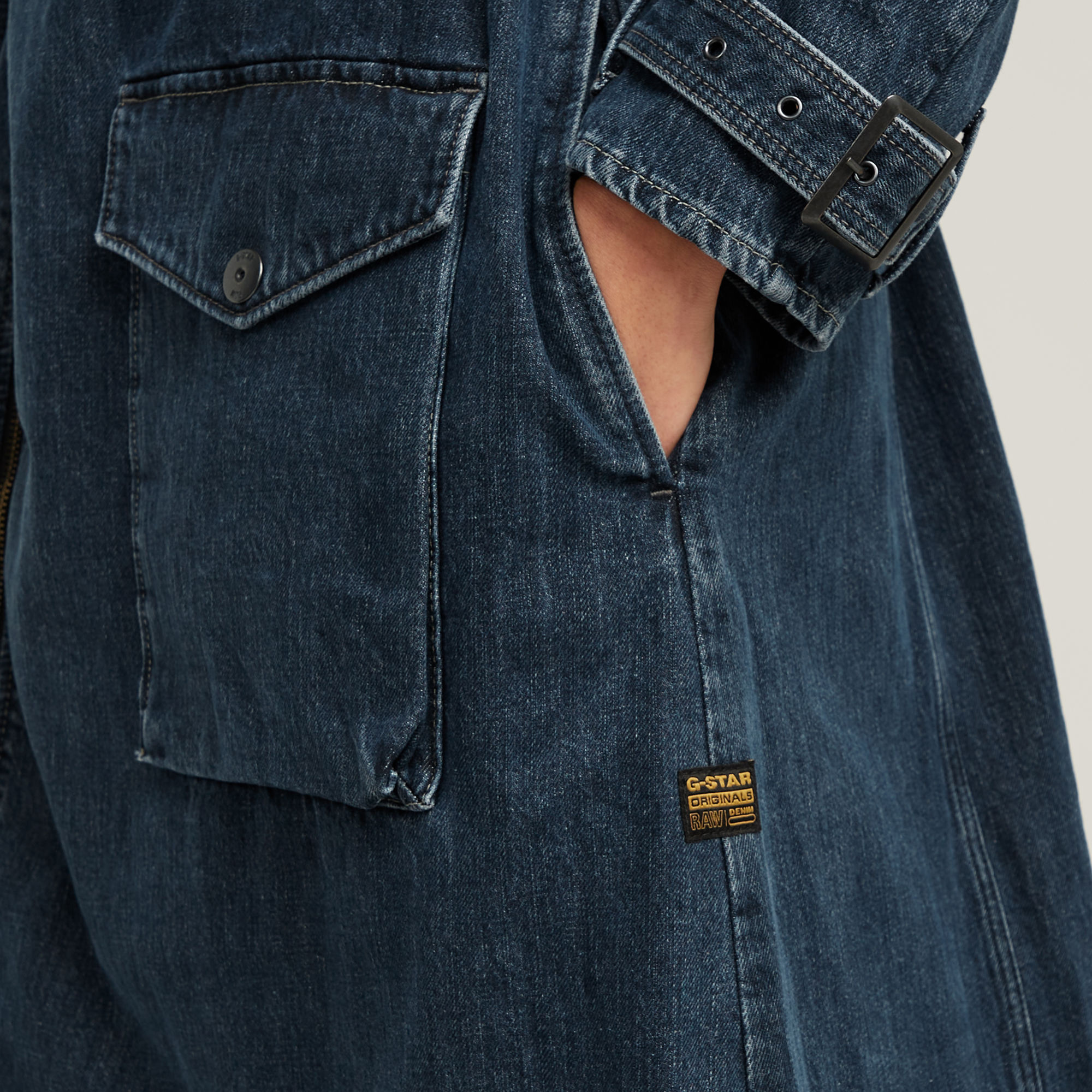 G-Star RAW Long Biker Trenchcoat Donkerblauw Dames