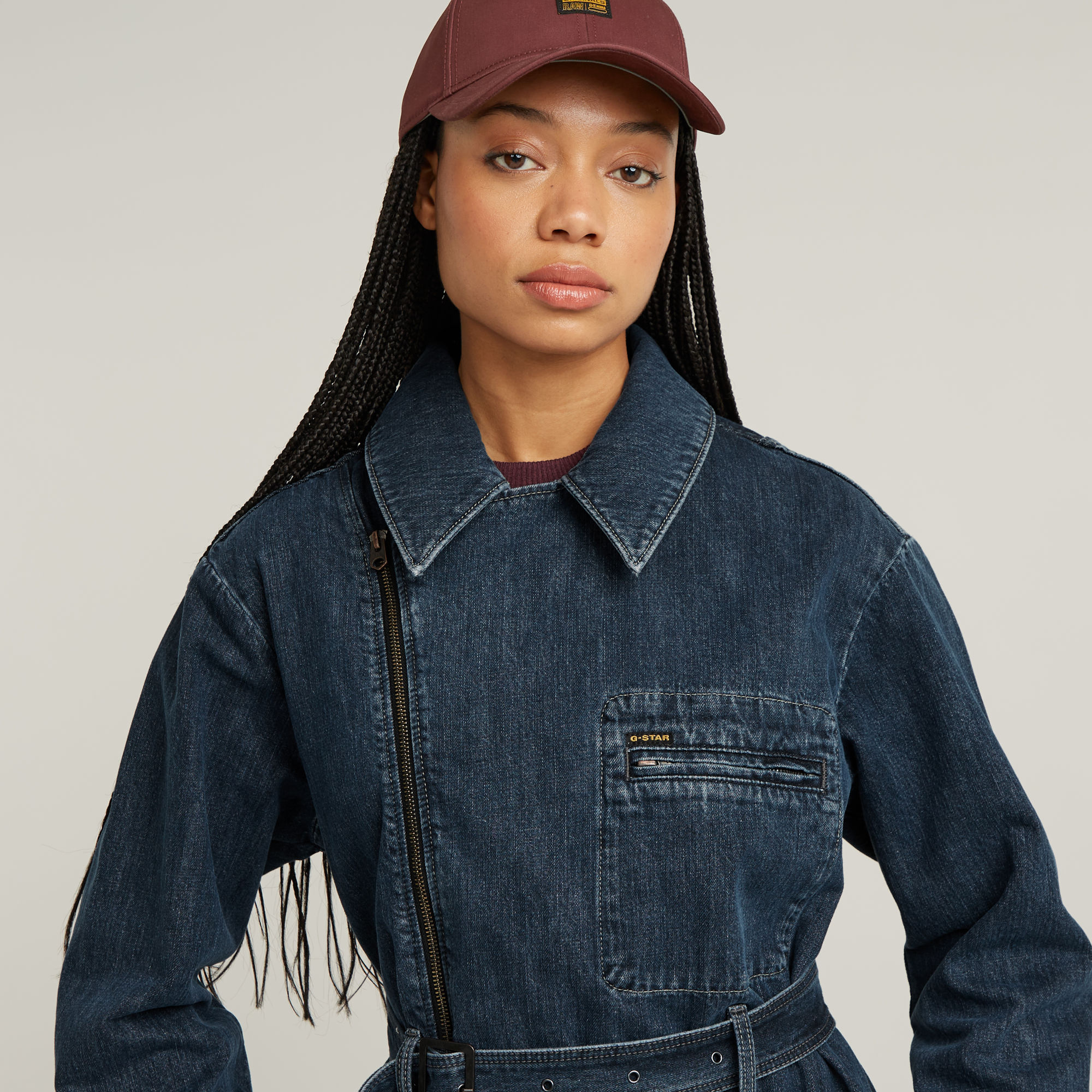 G-Star RAW Long Biker Trenchcoat Donkerblauw Dames