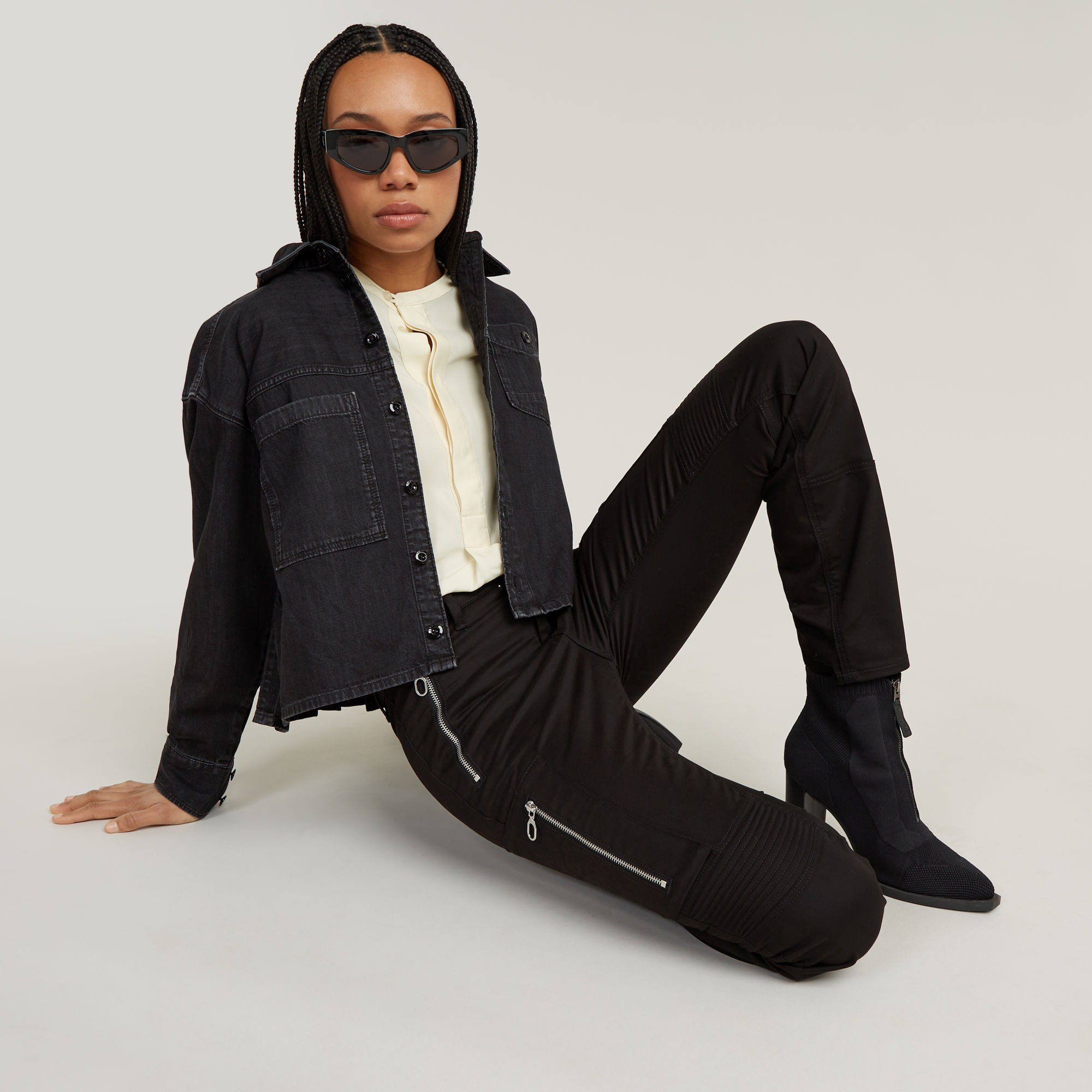 G-Star RAW Biker Skinny Cargo Broek Zwart Dames