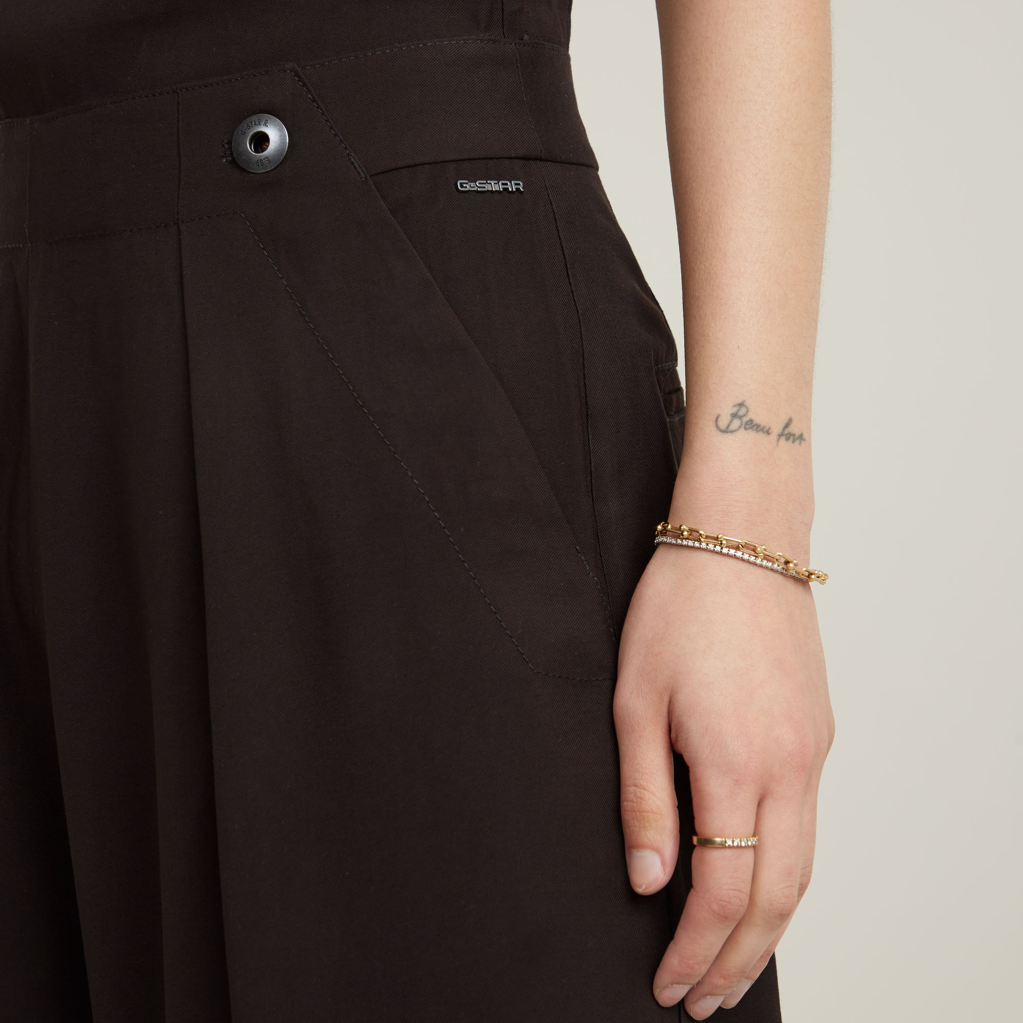 G-Star RAW Fluid Strap Jumpsuit Zwart Dames