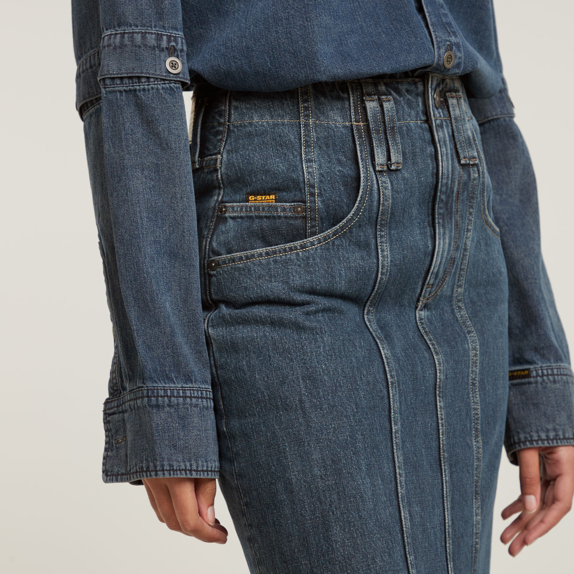 G-Star RAW Viktoria Moto Lange Rok Donkerblauw Dames