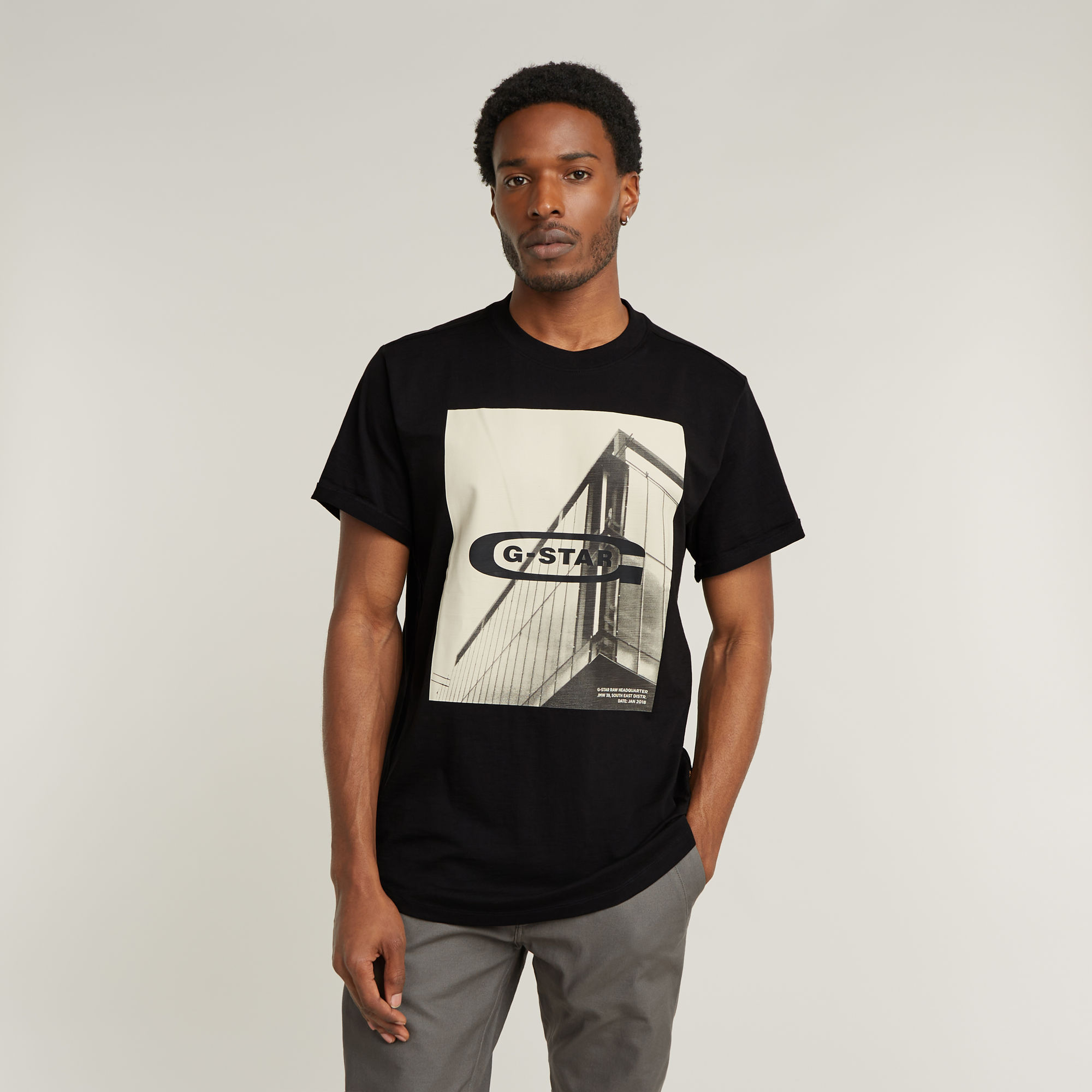 G-Star RAW HQ Old School Logo Lash T-Shirt Zwart Heren