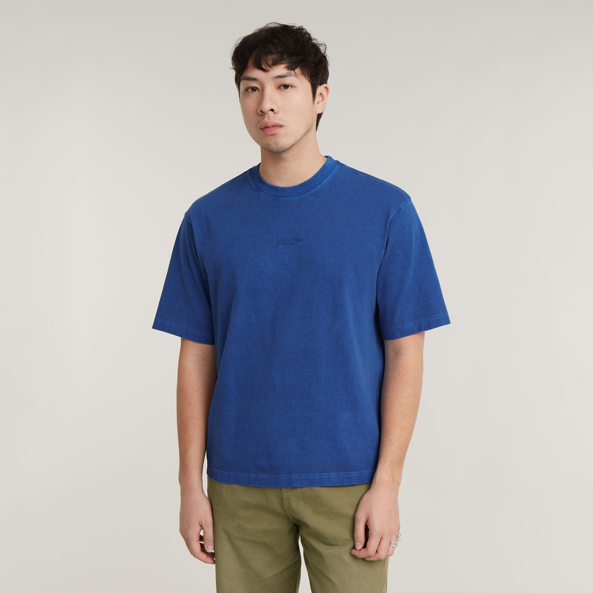 

Overdyed Center Chest Boxy T-Shirt - Medium blue - Men
