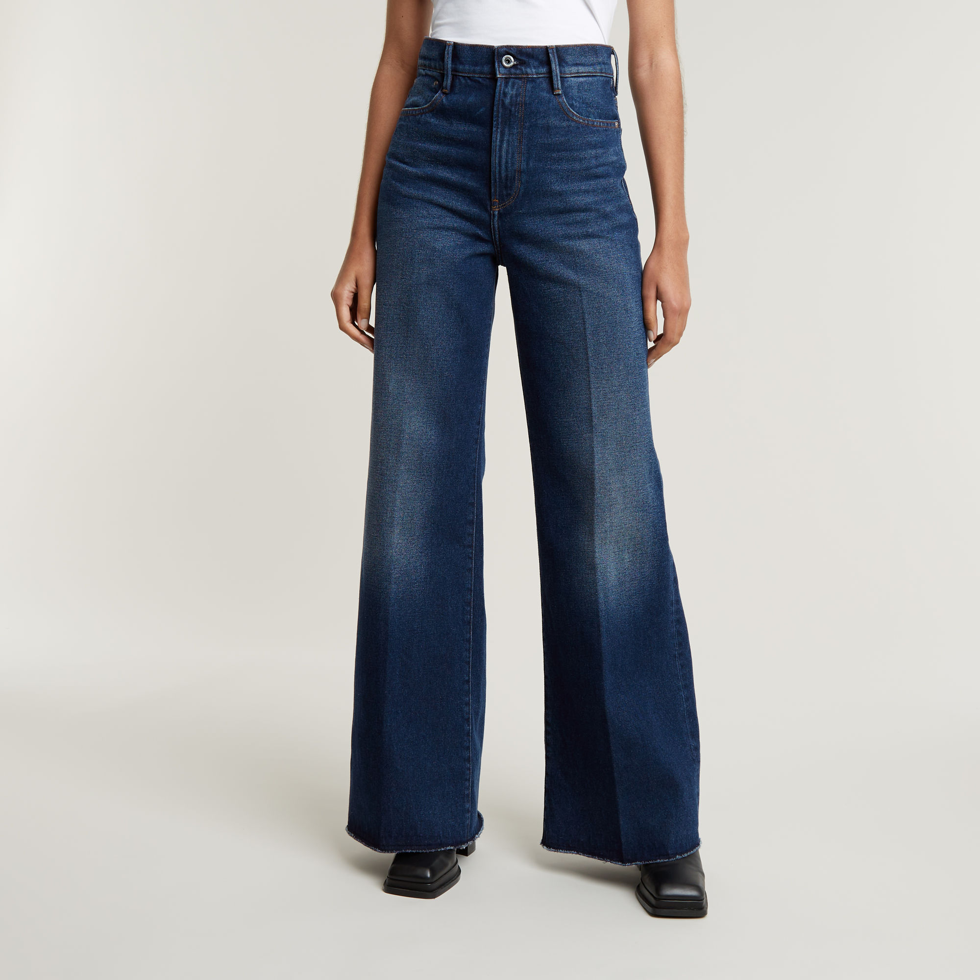 G-Star RAW Deck Ultra High Wide Leg Jeans Donkerblauw Dames