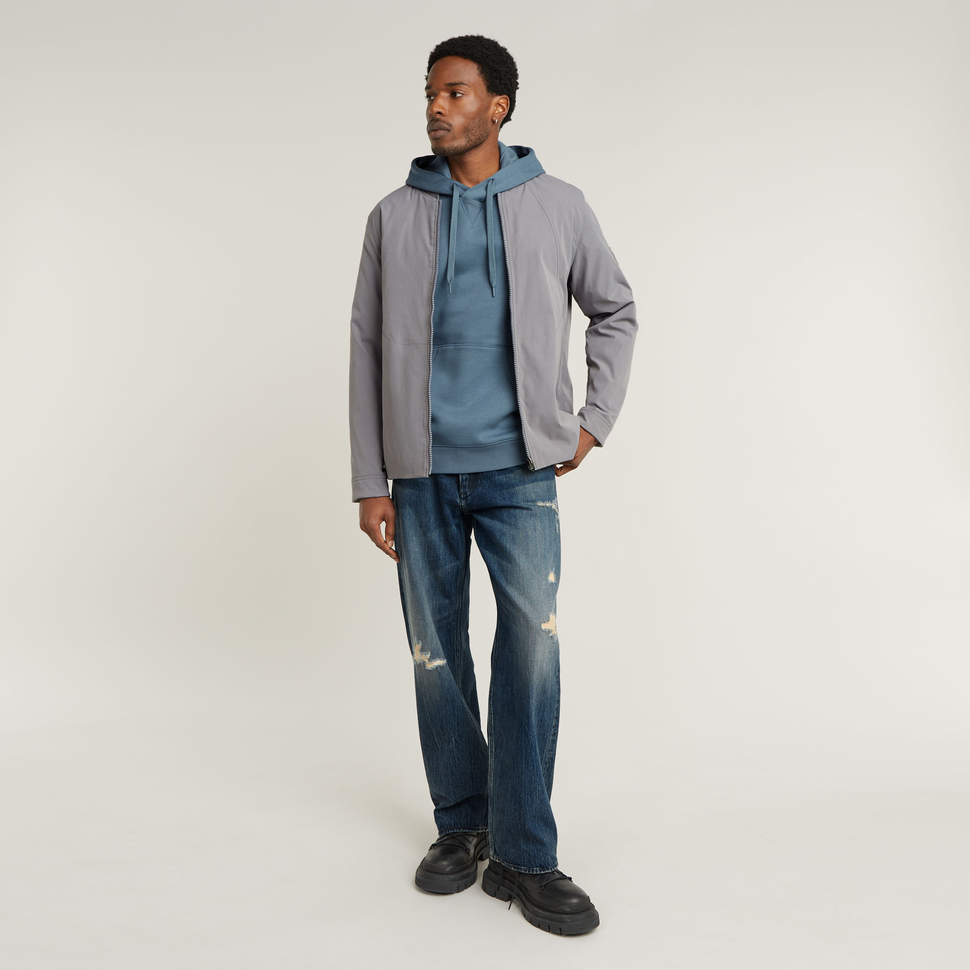 G-Star RAW Premium Core Hoodie Midden blauw Heren