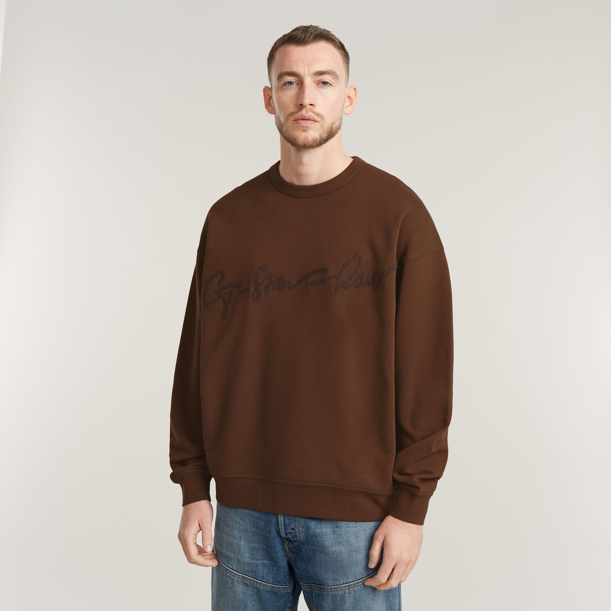 

Chenille G-Script Loose Sweater - Bruin - Heren