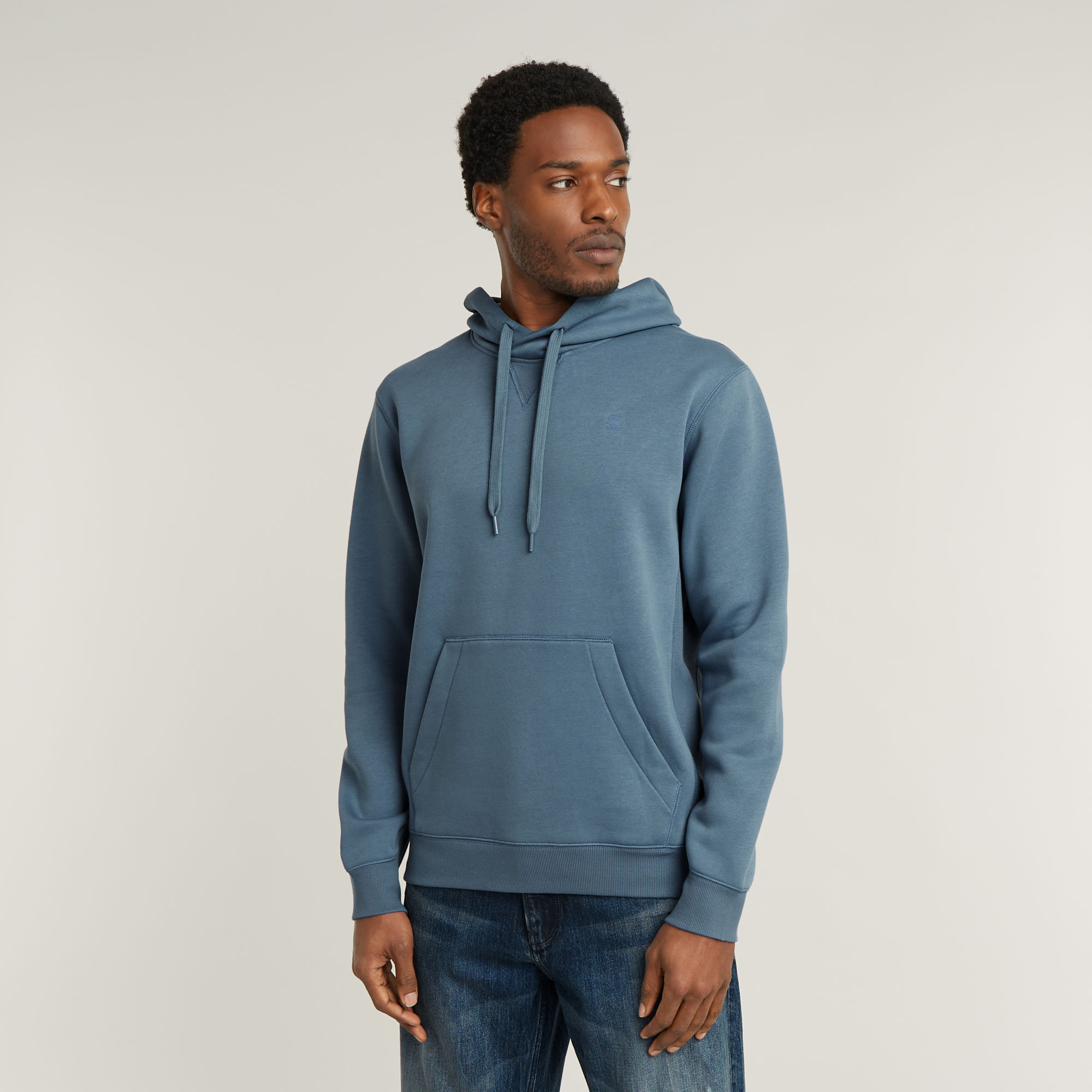 G-Star RAW Premium Core Hoodie Midden blauw Heren