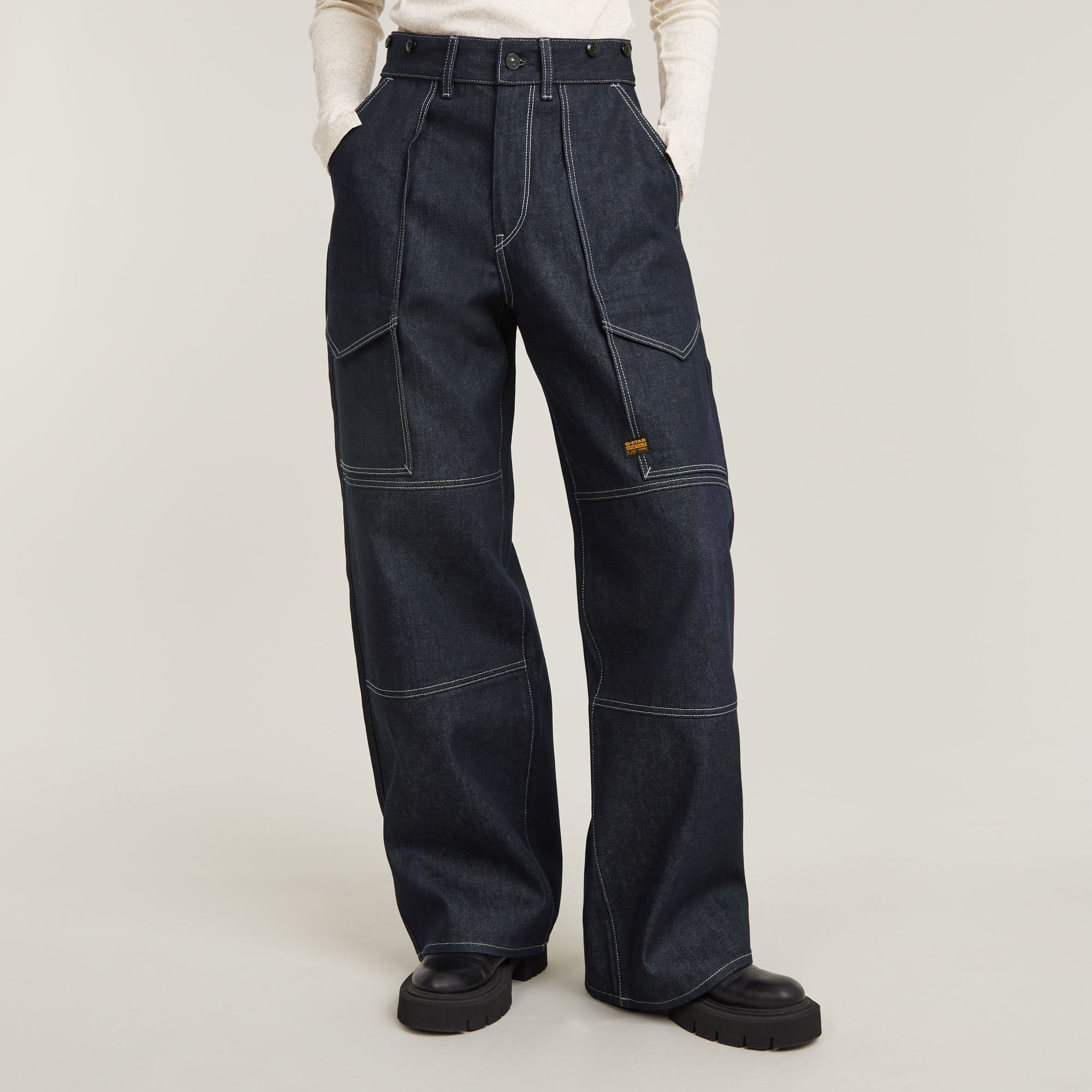 Barrel Utility High Loose Jeans - Dunkelblau - Damen