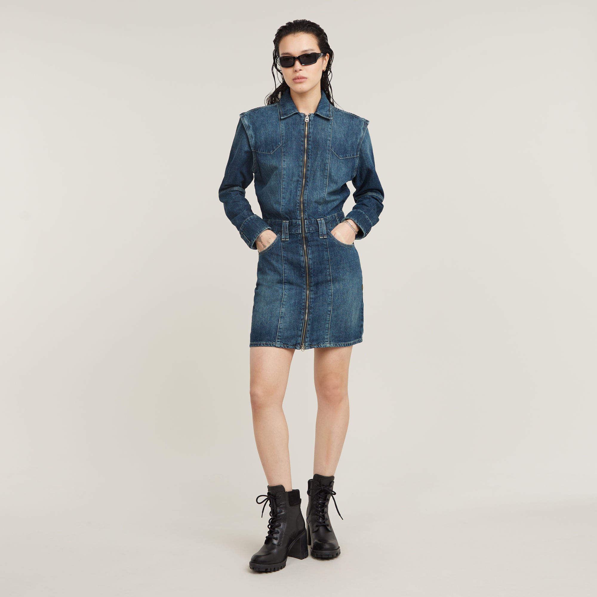 G-Star RAW Biker Jurk Donkerblauw Dames