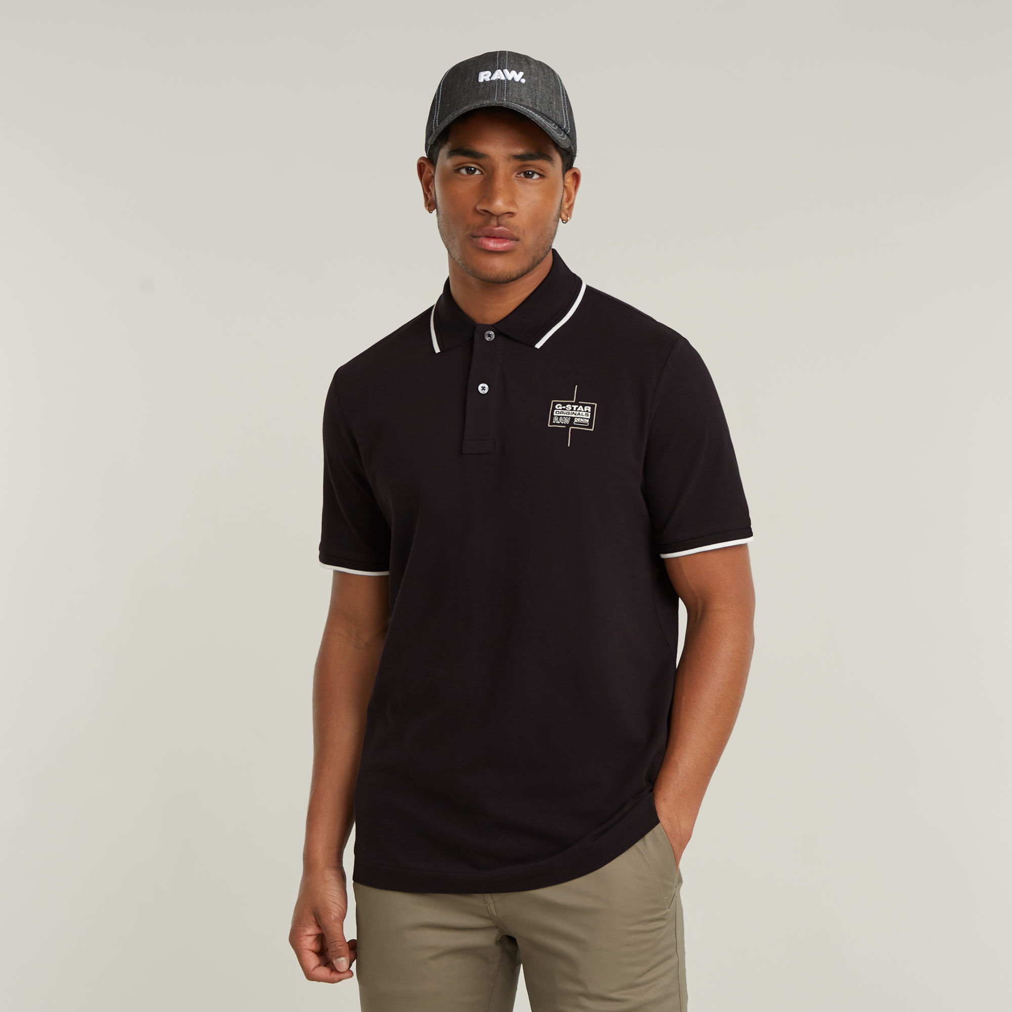 

Chest Logo Striped Polo - Zwart - Heren