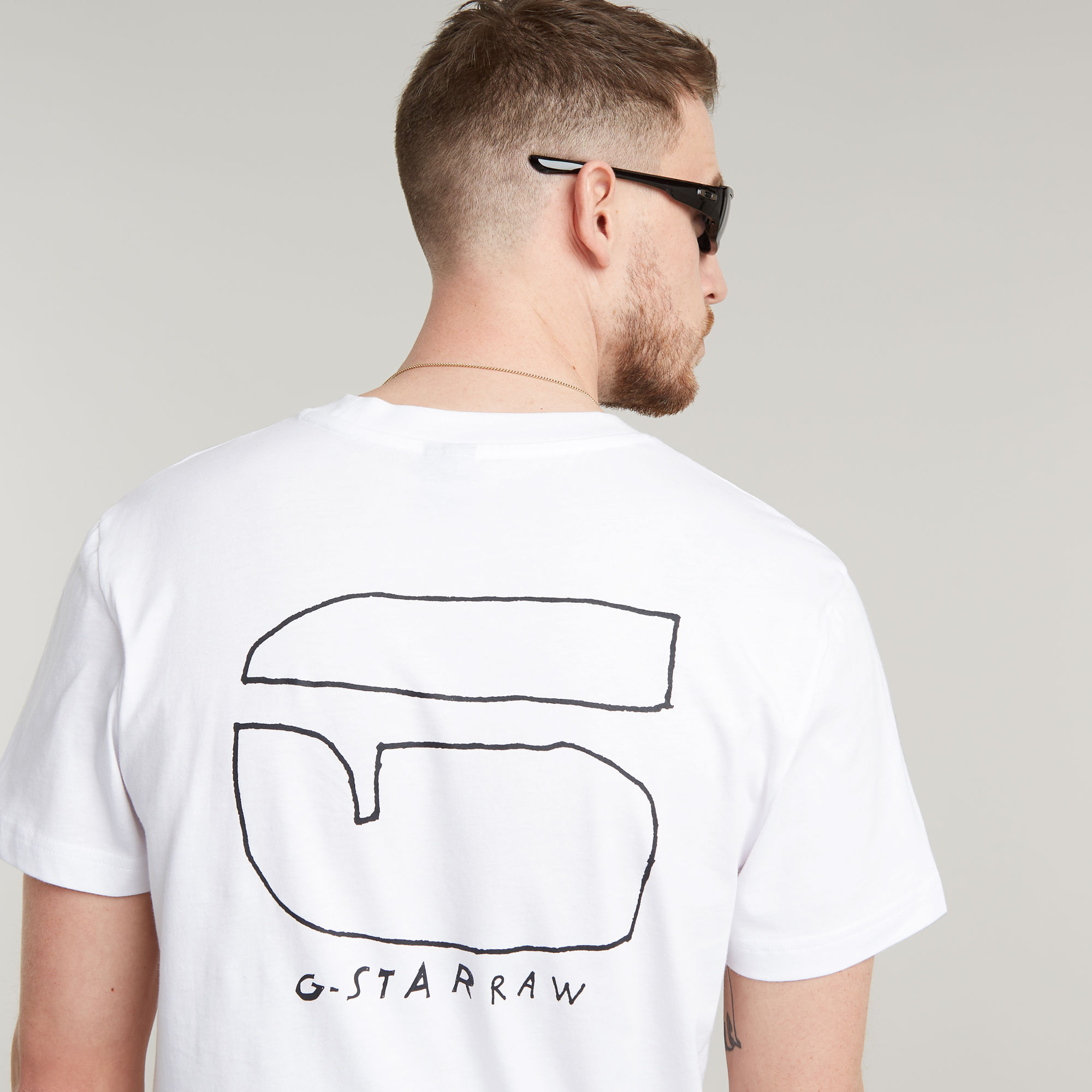 G-Star RAW Handwriting Back Print T-Shirt Wit Heren