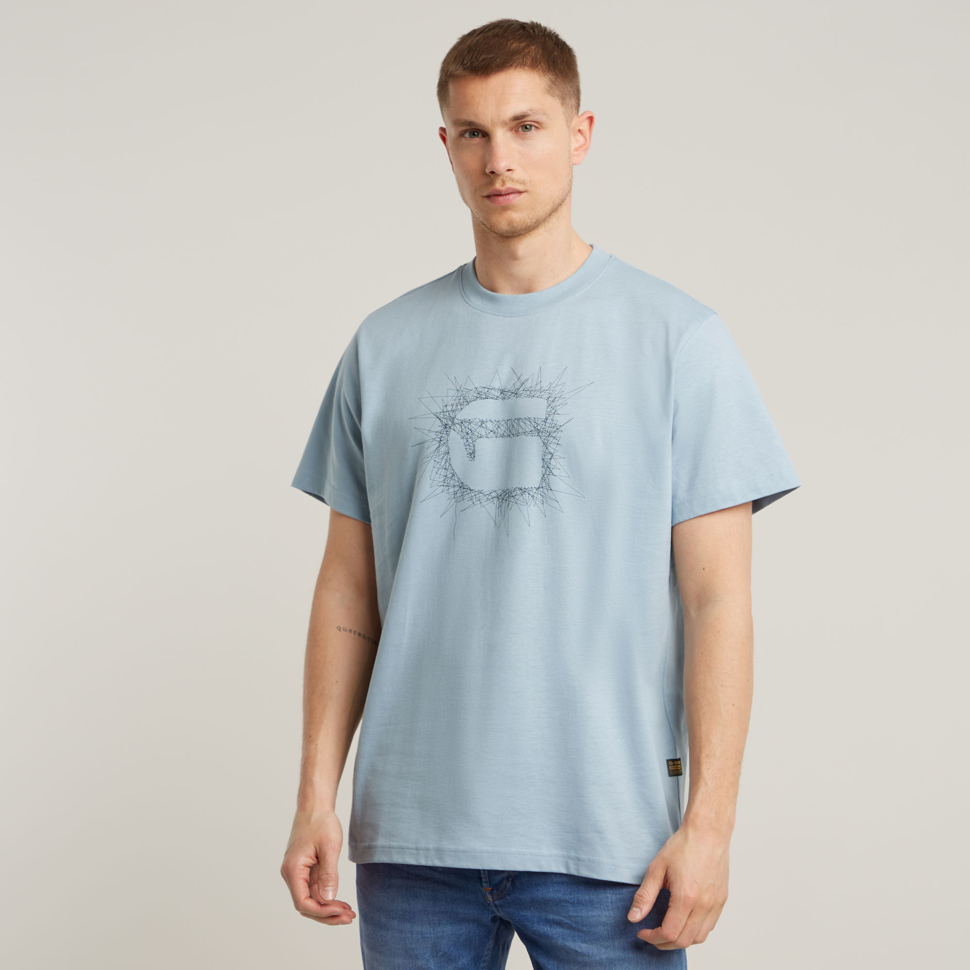 G-Star RAW Stitch Burger Logo Loose T-Shirt Lichtblauw Heren