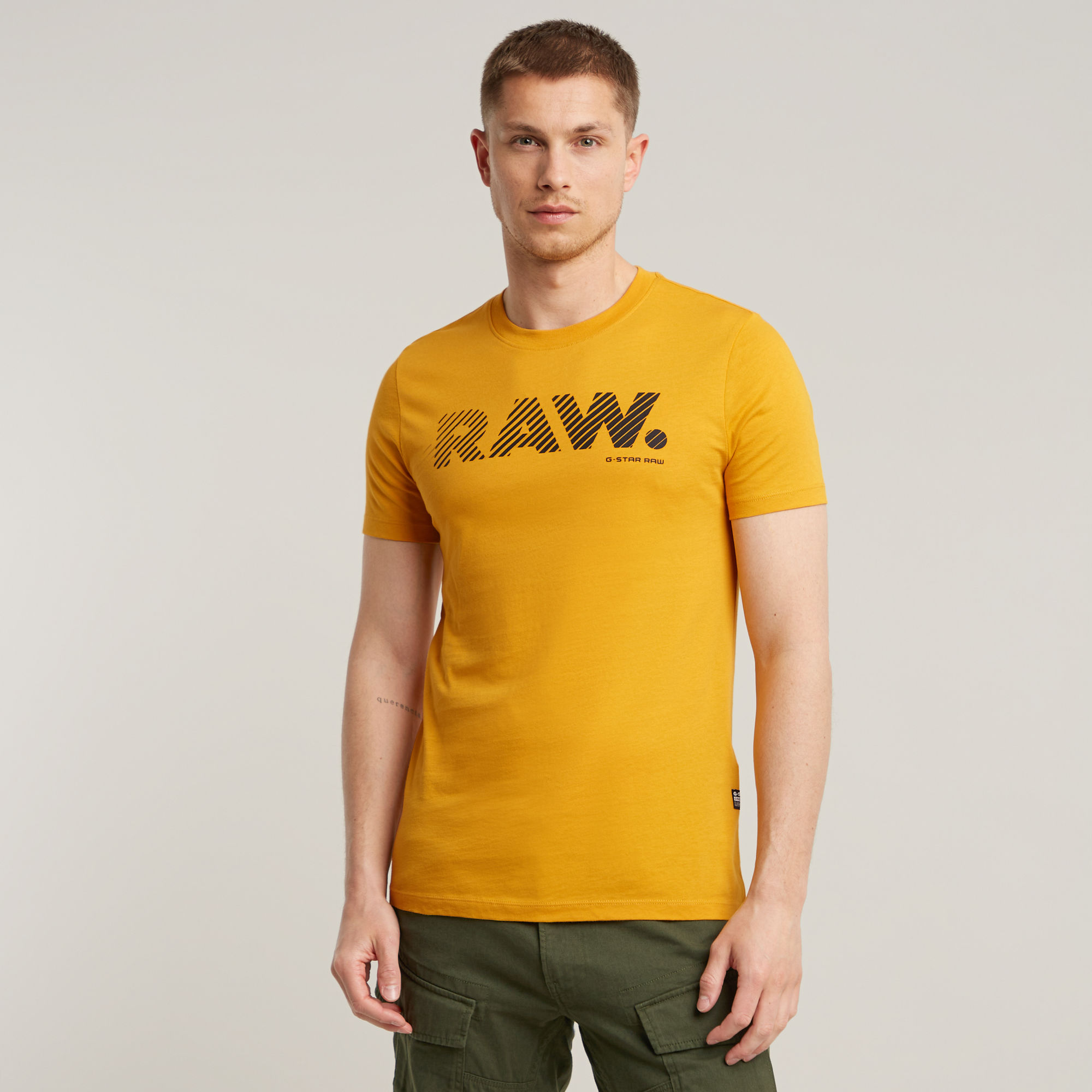 

3D RAW. Logo Slim T-Shirt - Gelb - Herren