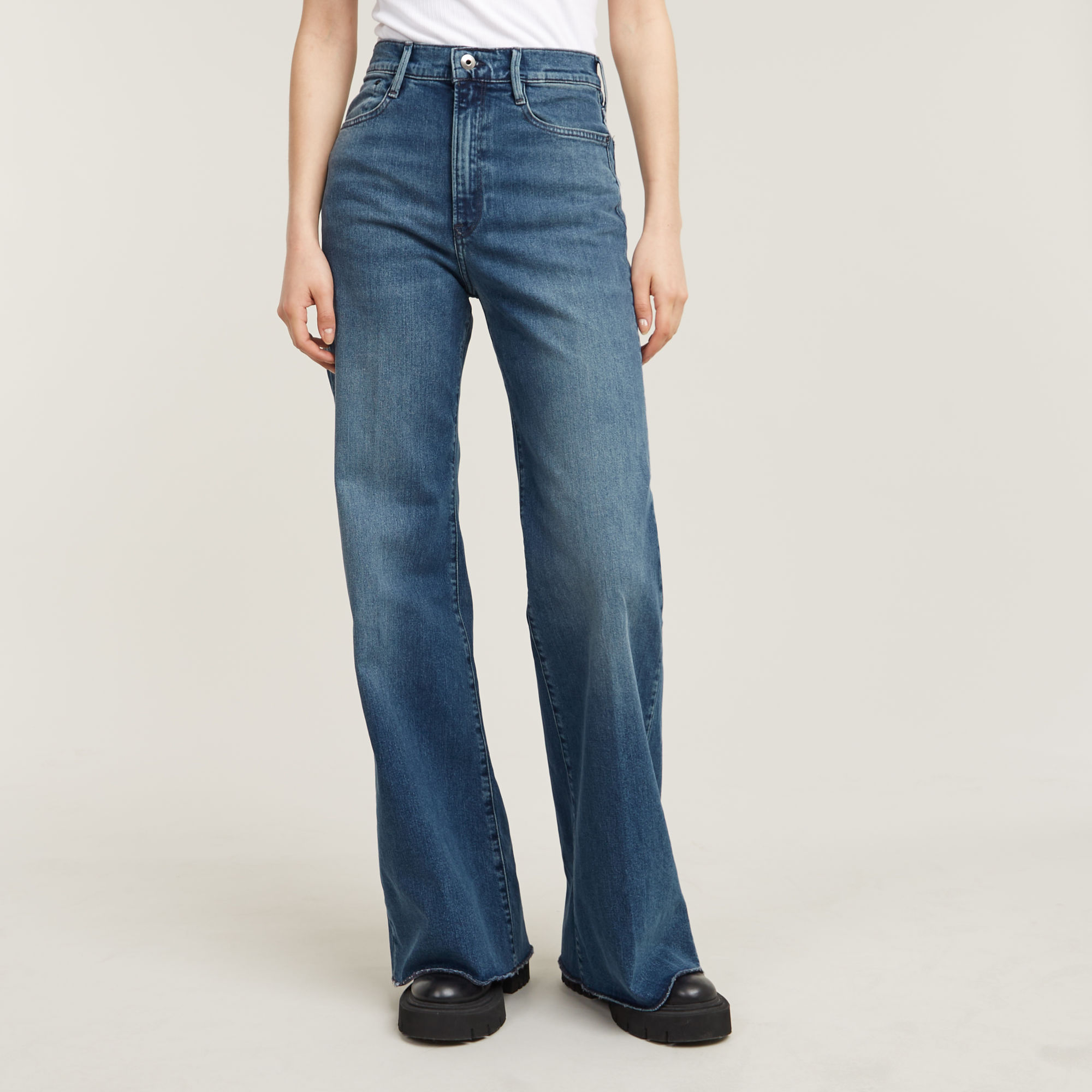 Deck Ultra High Wide Leg Jeans - Mittelblau - Damen