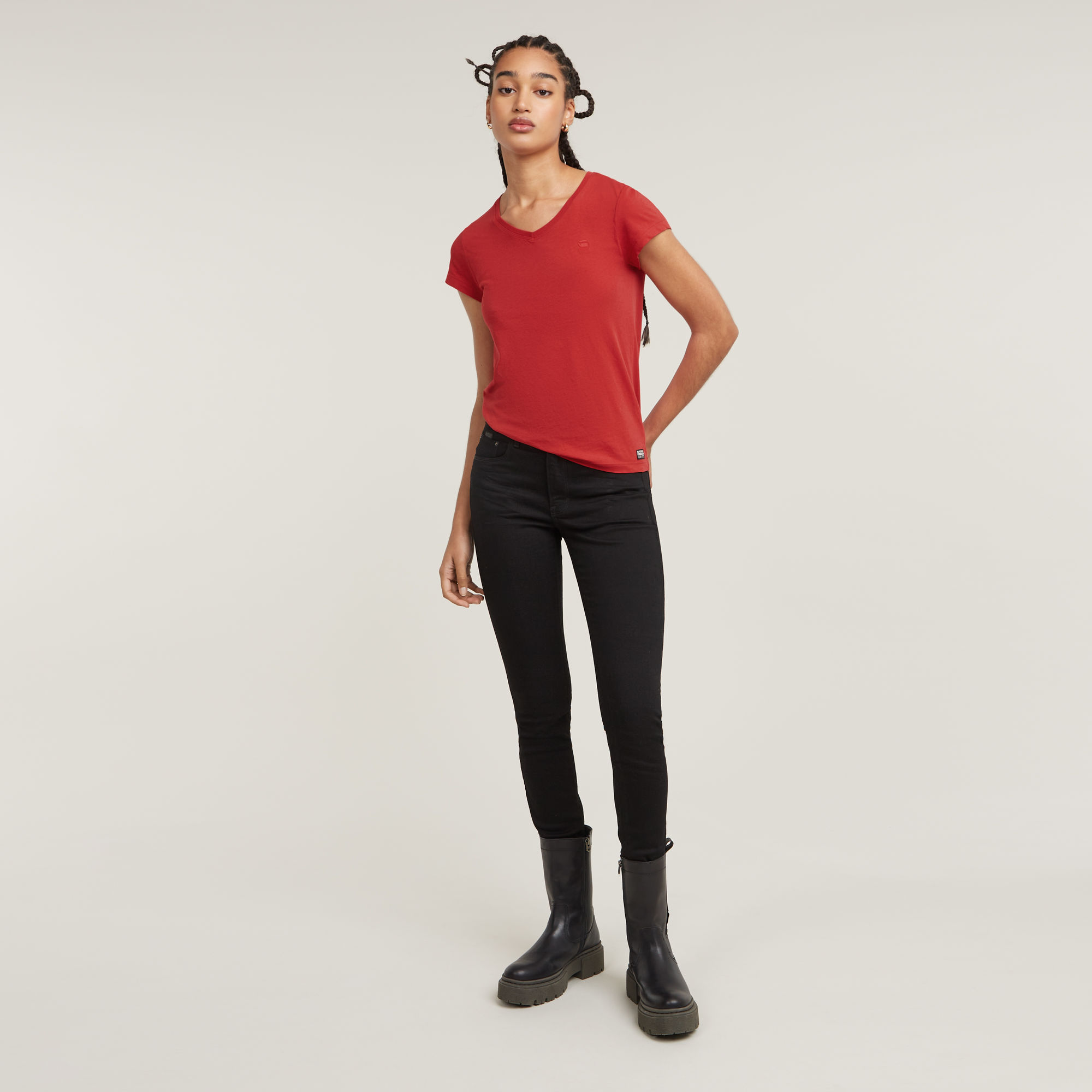 G-Star RAW Eyben Slim V- Neck Top Rood Dames