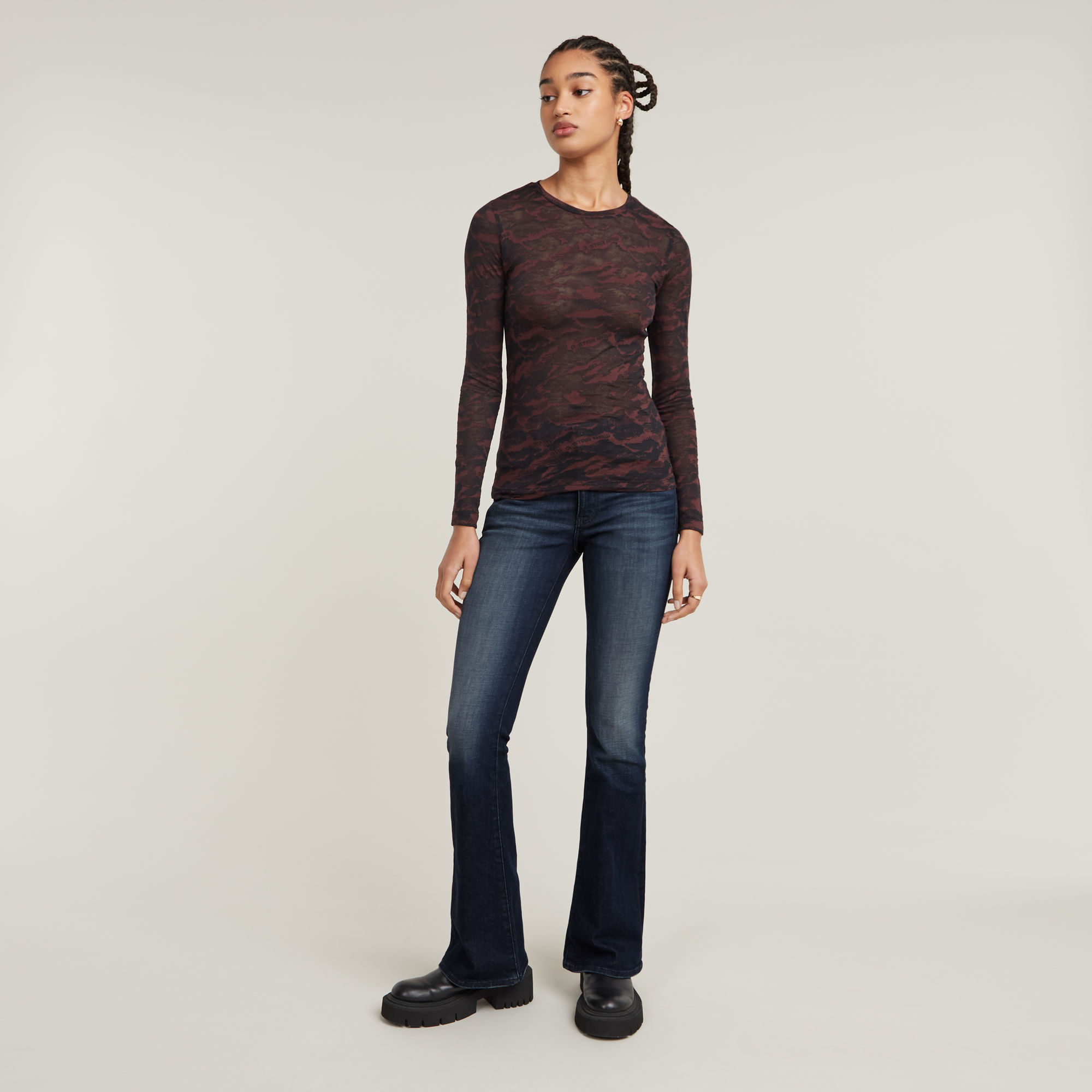 G-Star RAW 3301 Flare Jeans Donkerblauw Dames