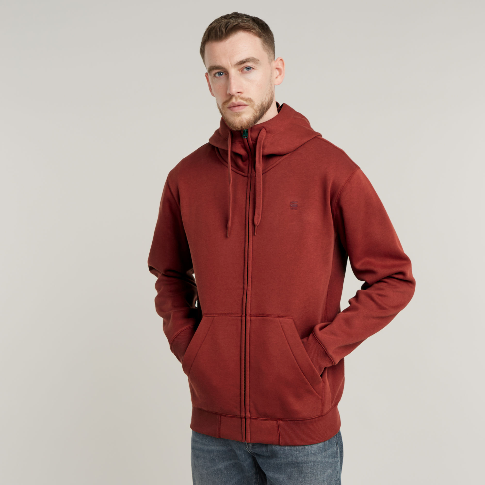 

Premium Core Hooded Zip Sweater - Red - Men