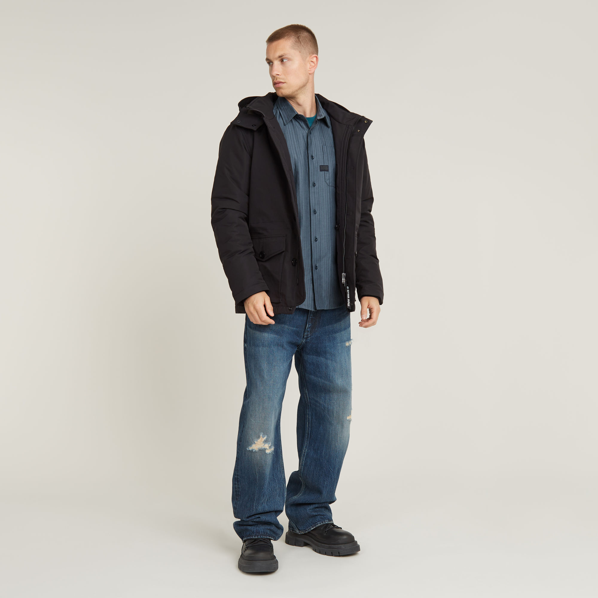 G-Star RAW Vodan Gewatteerd Jack Met Capuchon Zwart Heren