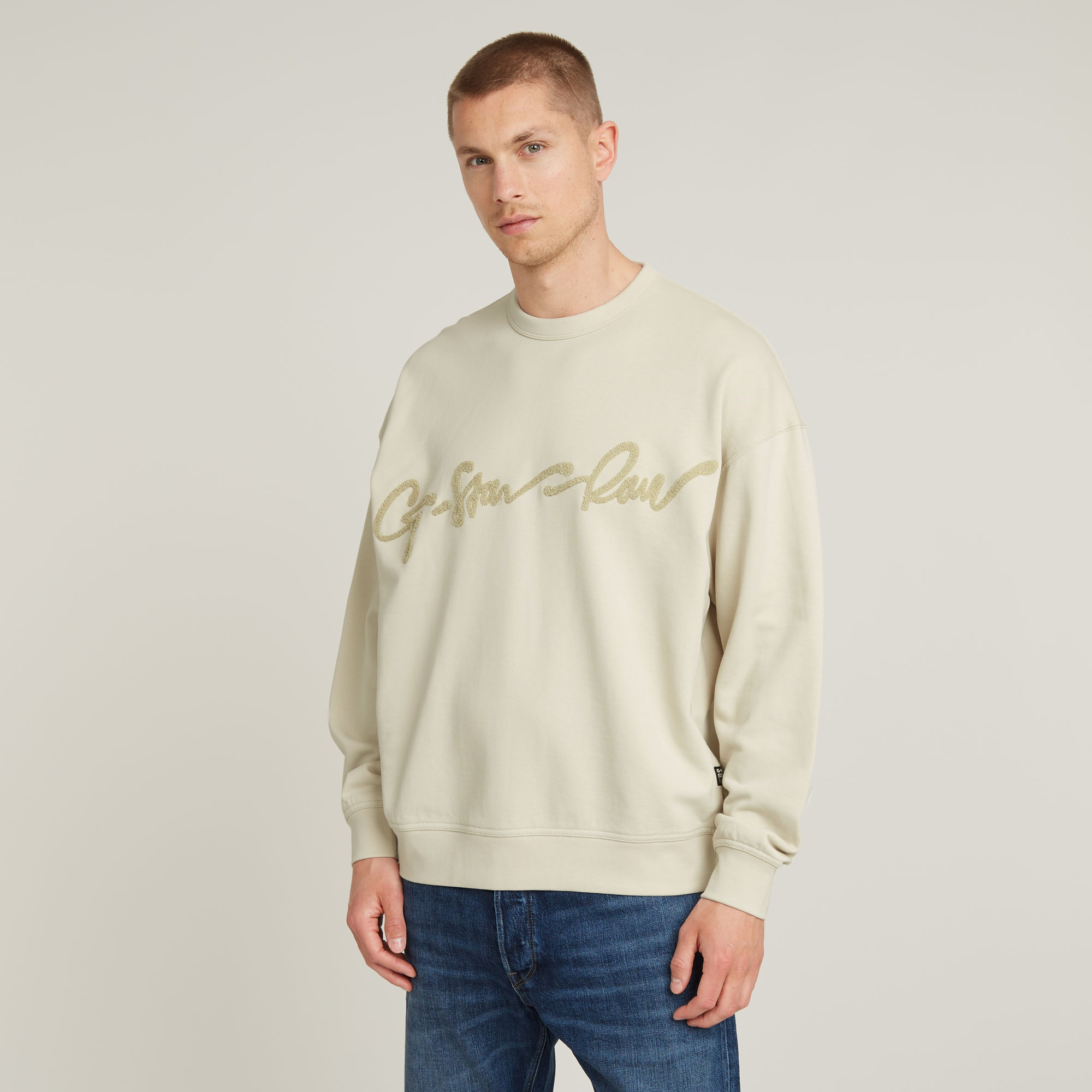 

Chenille G-Script Loose Sweater - White - Men