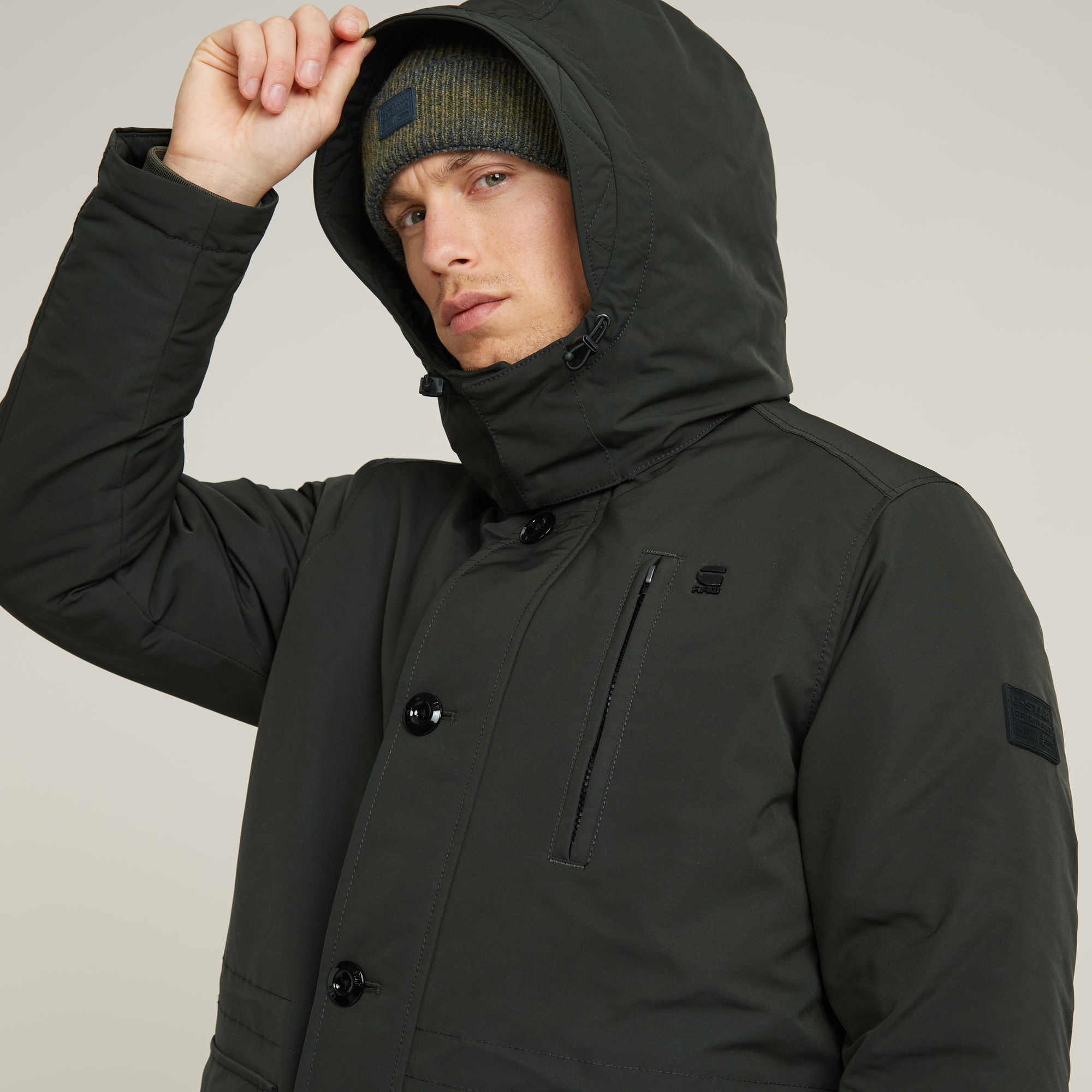 G-Star RAW Vodan Gewatteerd Jack Met Capuchon Grijs Heren