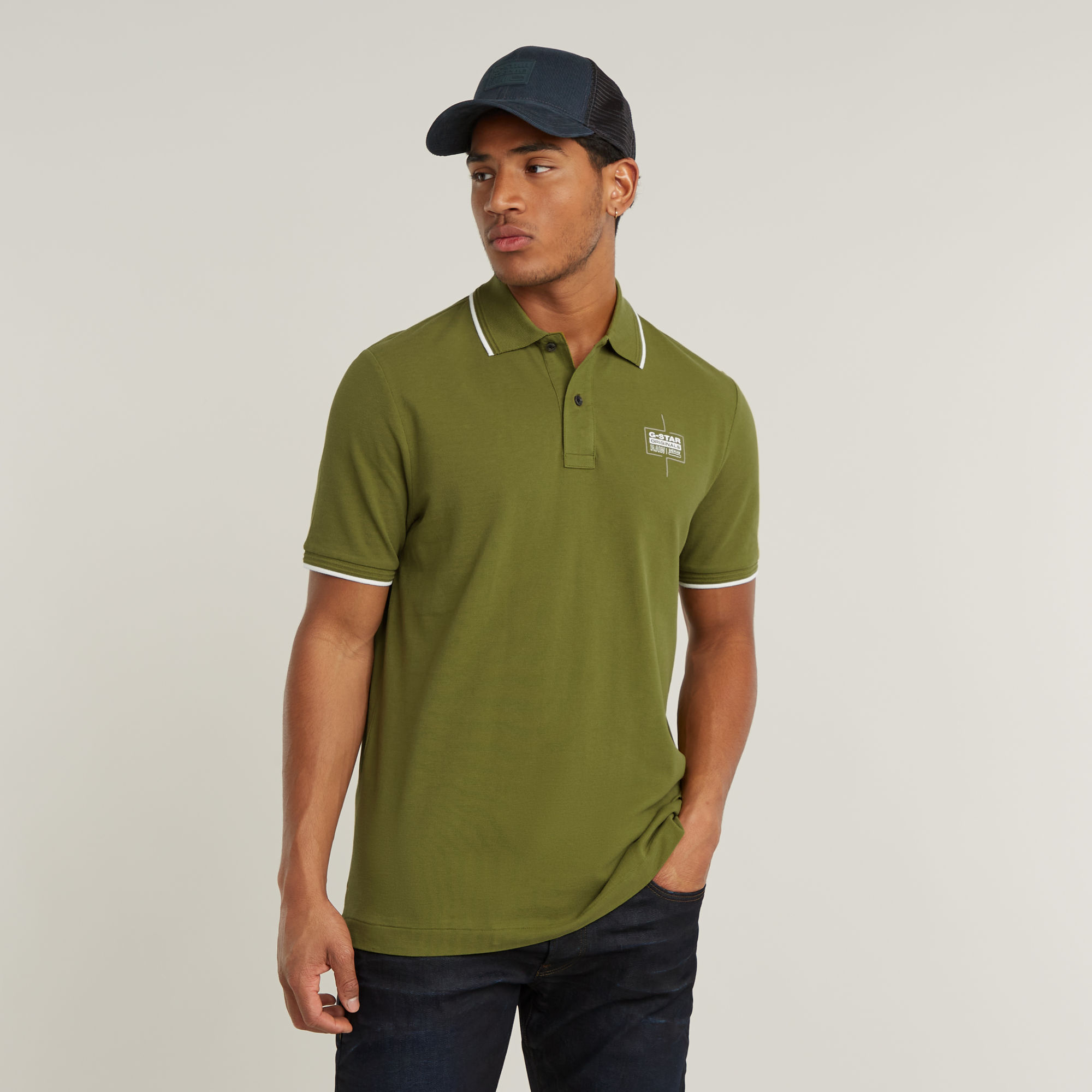 

Chest Logo Striped Polo - Green - Men