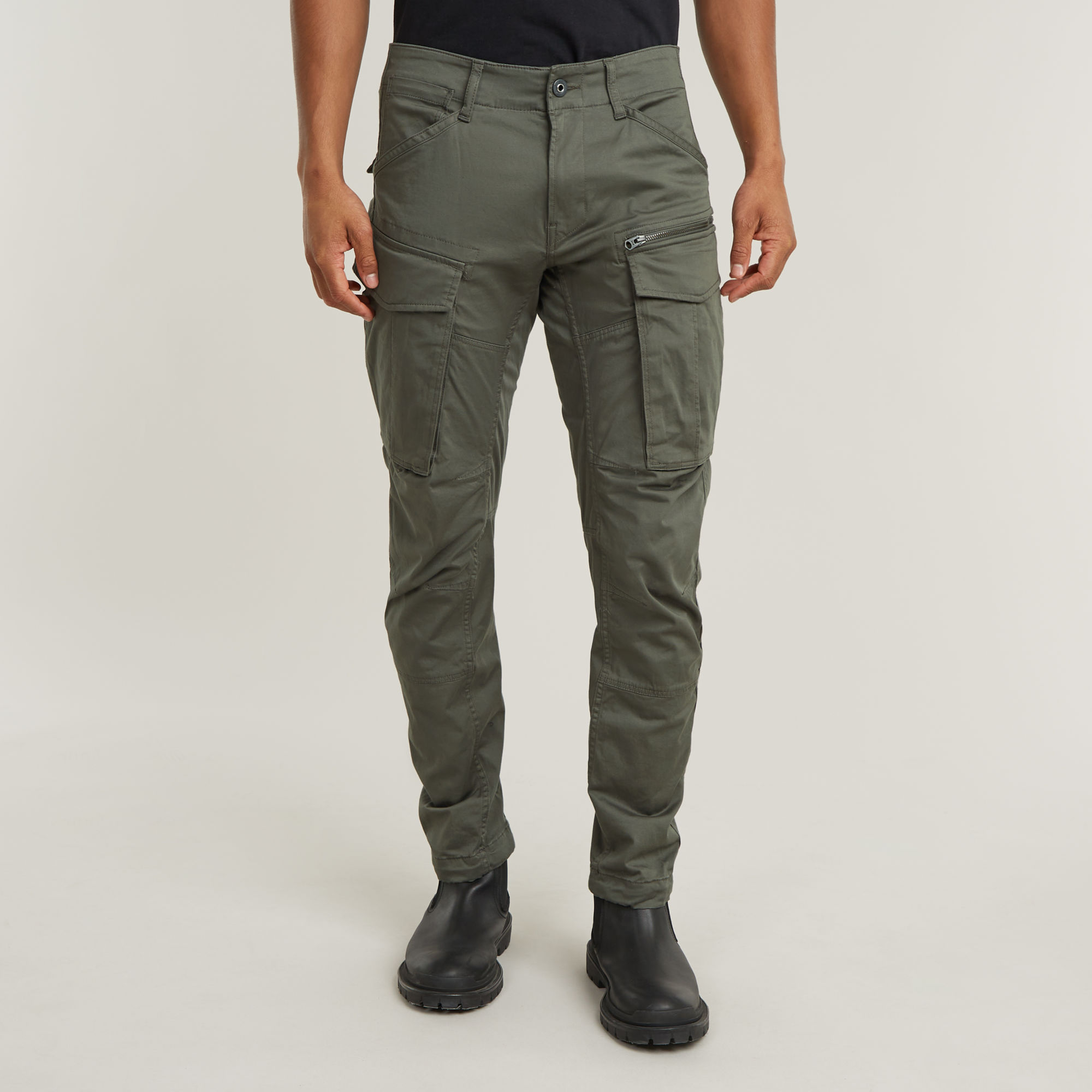 

Rovic Zip 3D Regular Tapered Pants - Grey - Men