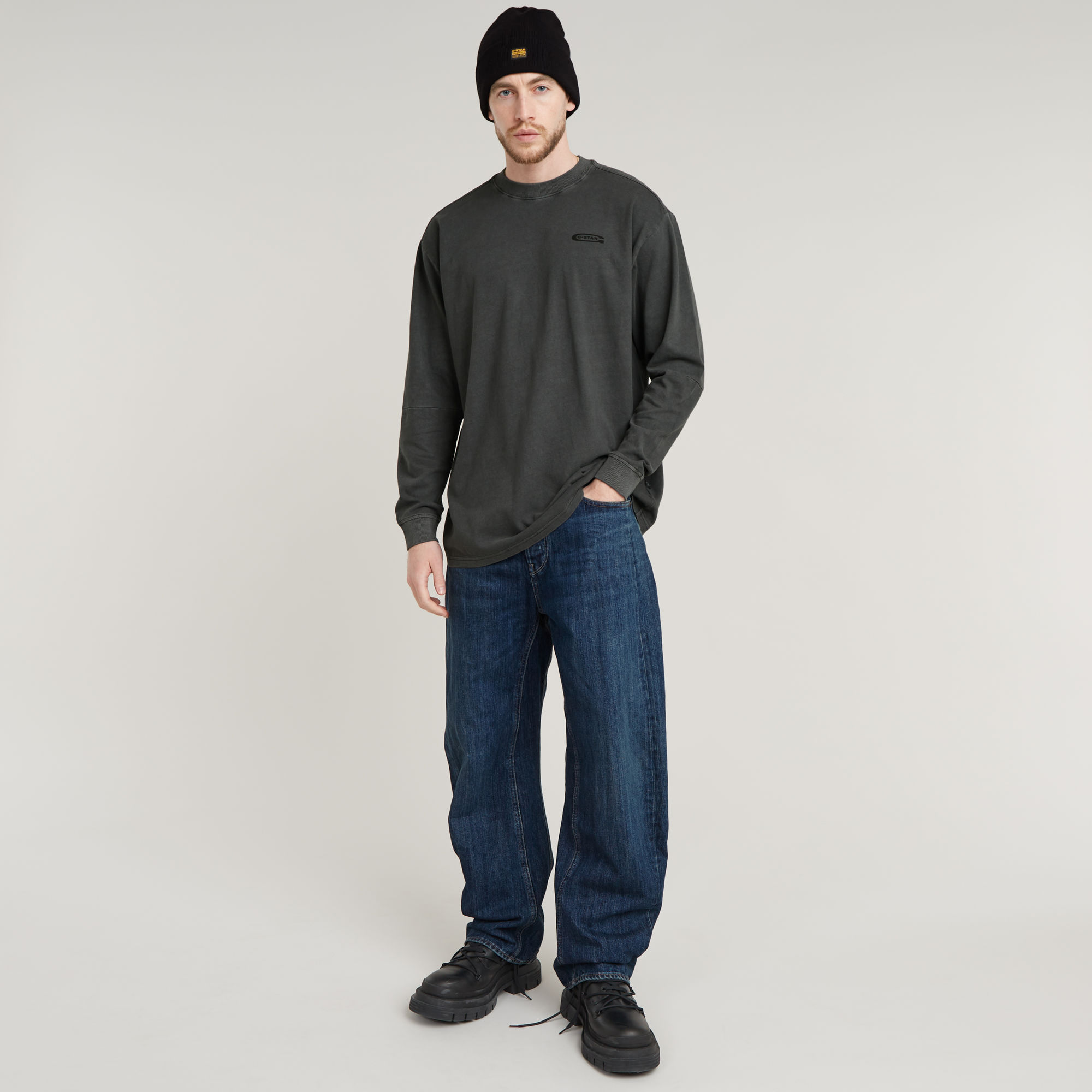G-Star RAW Pigment Dye Loose T-Shirt Zwart Heren