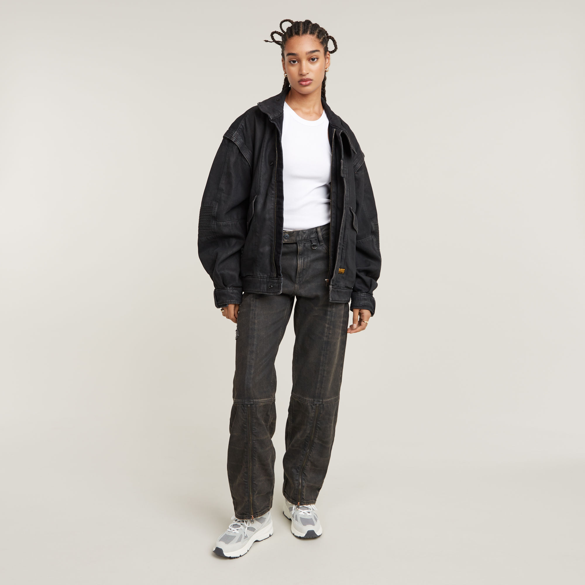G-Star RAW Judee Biker Low Waist Loose Jeans Bruin Dames