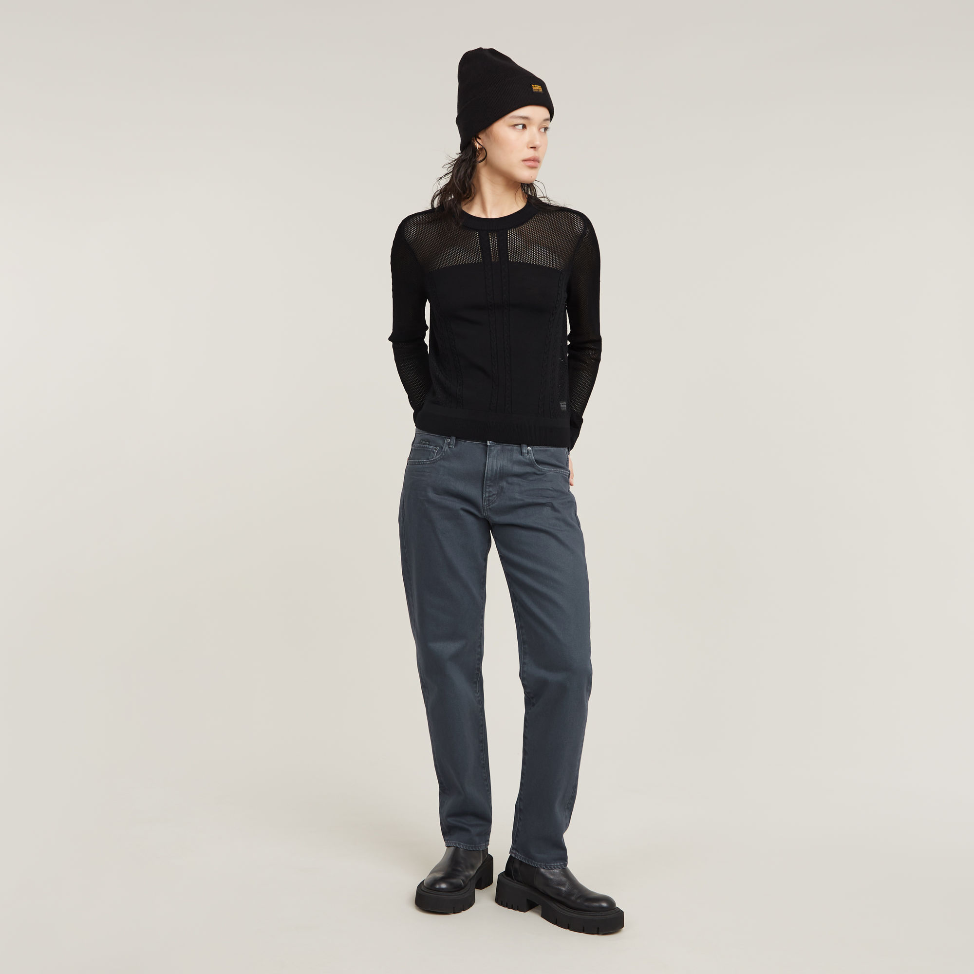 G-Star RAW Pointelle Gebreide Trui Zwart Dames
