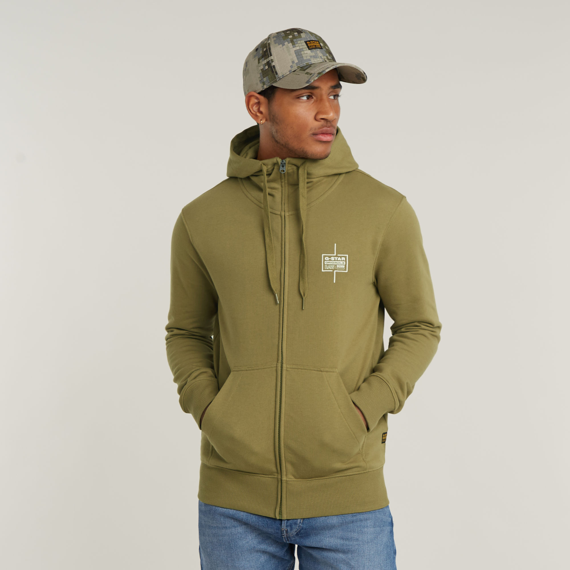 

Logo Hooded Zip Thru Jacke - Grün - Herren