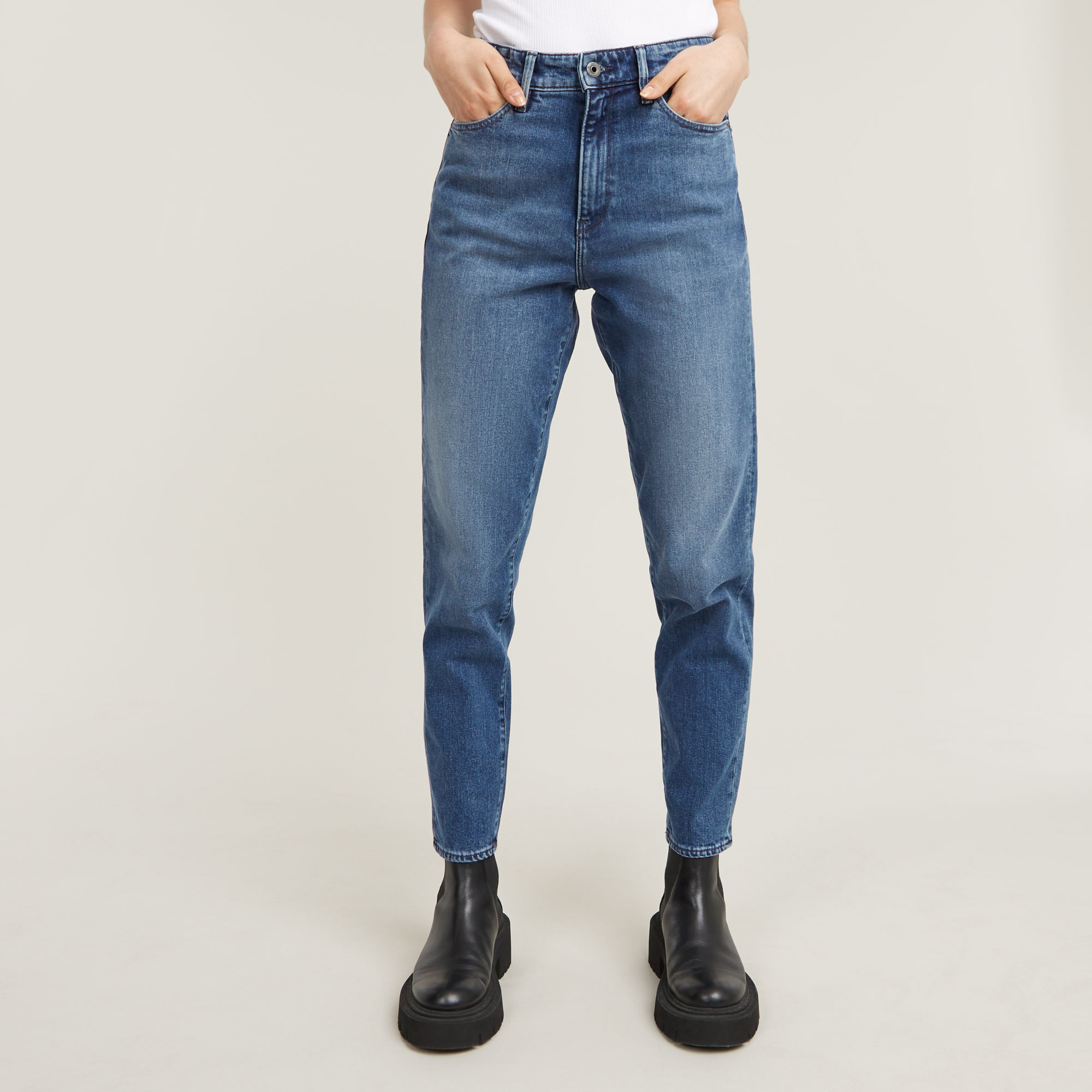 

Janeh Ultra High Mom Ankle Jeans - Midden blauw - Dames