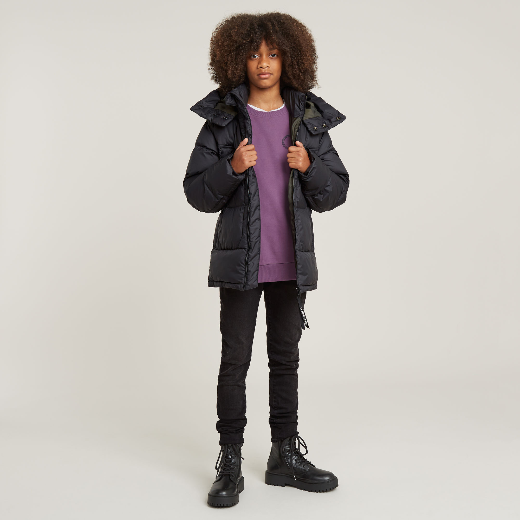 G-Star RAW Jongens Whistler Gewatteerd Jack Met Capuchon Zwart jongens