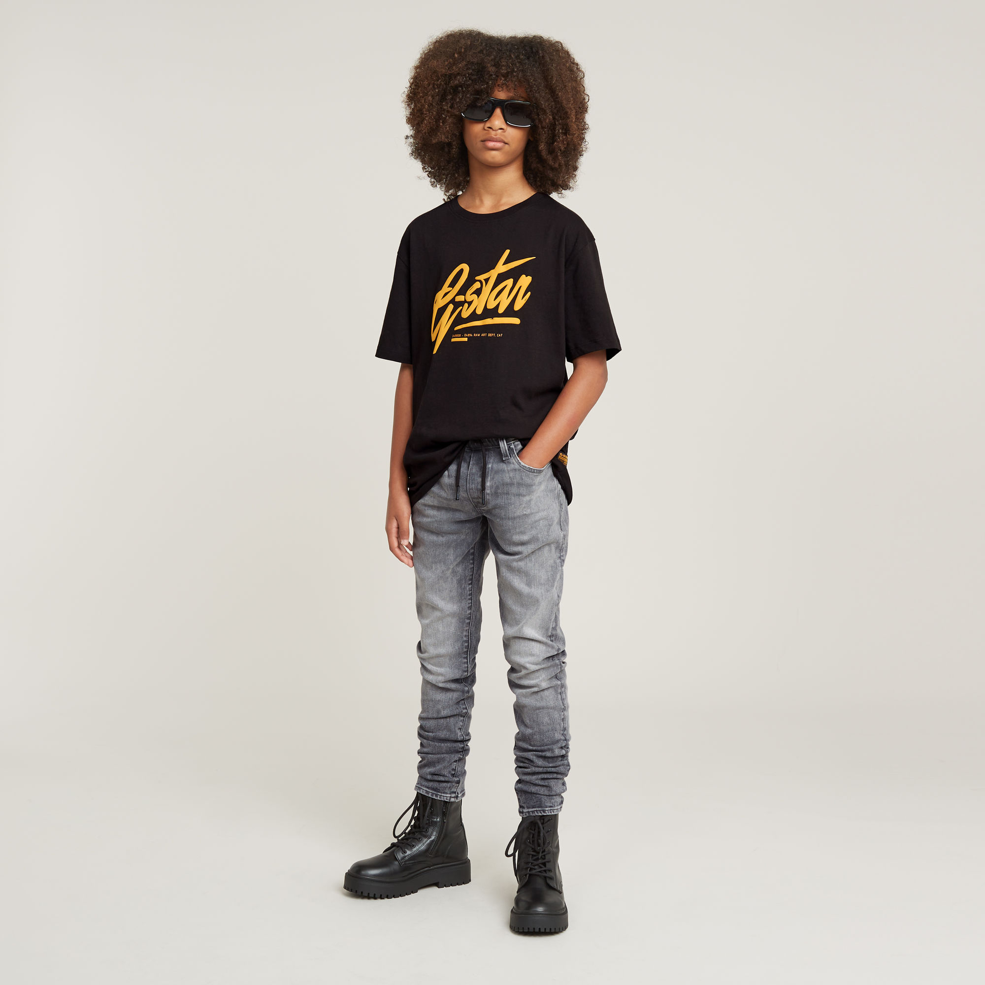 G-Star RAW Jongens 3301 Slim Pull-Up Jeans Grijs jongens