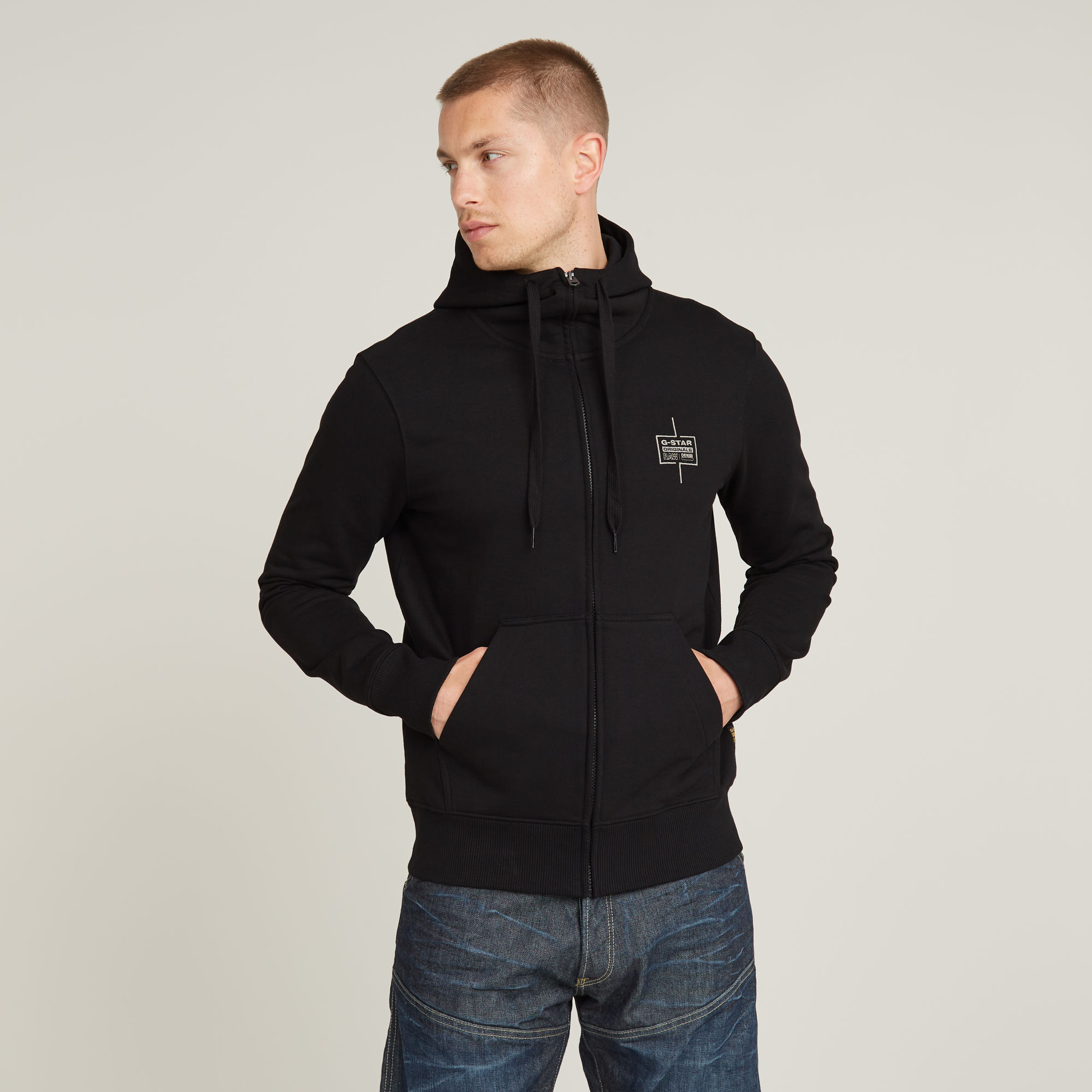 Logo Hooded Zip Thru Jacke - Schwarz - Herren